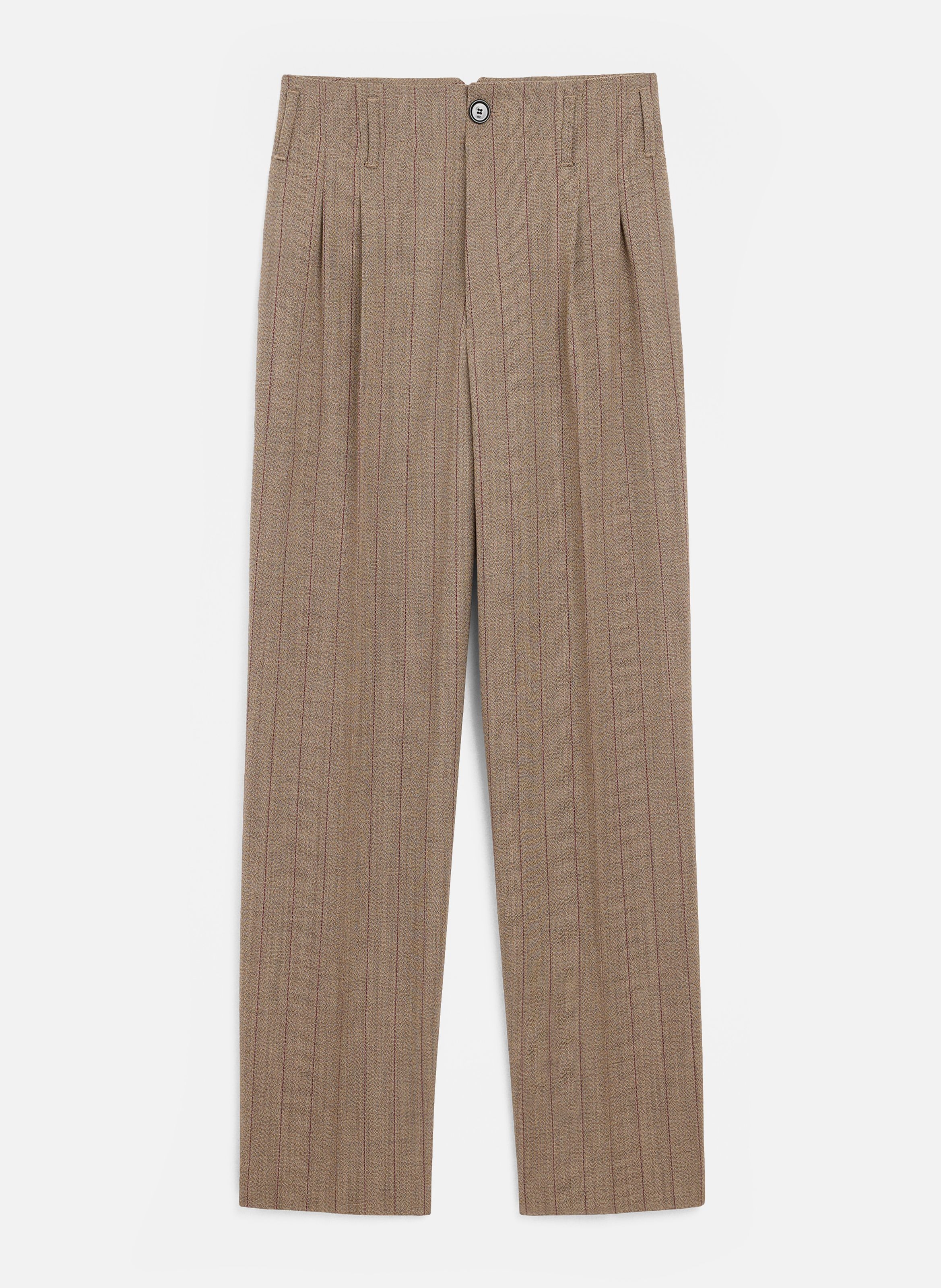 Pantalon rayé deux plis en laine AMI PARIS Marron