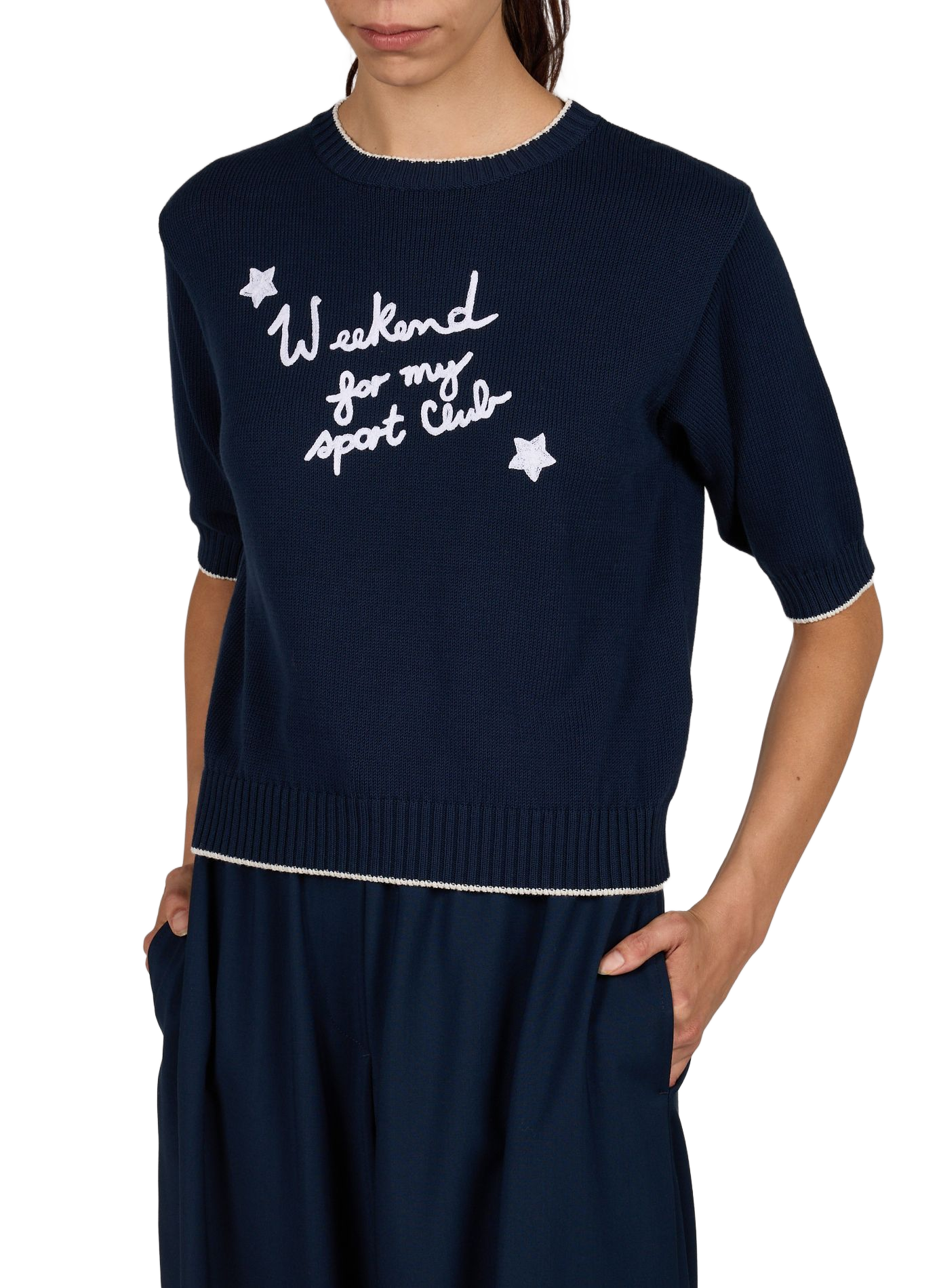 Ribbed top with embroidery in mixed cotton MAX MARA WEEK END No color