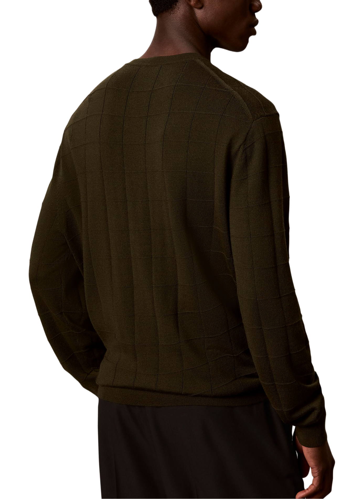 Pull droit en laine mérinos CALVIN KLEIN Kaki