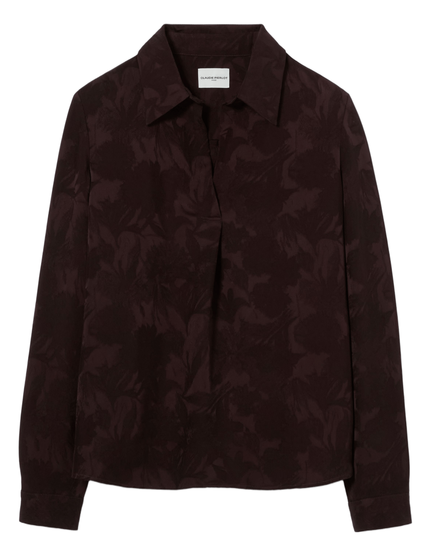 Chemise col v fluide jacquard CLAUDIE PIERLOT Marron