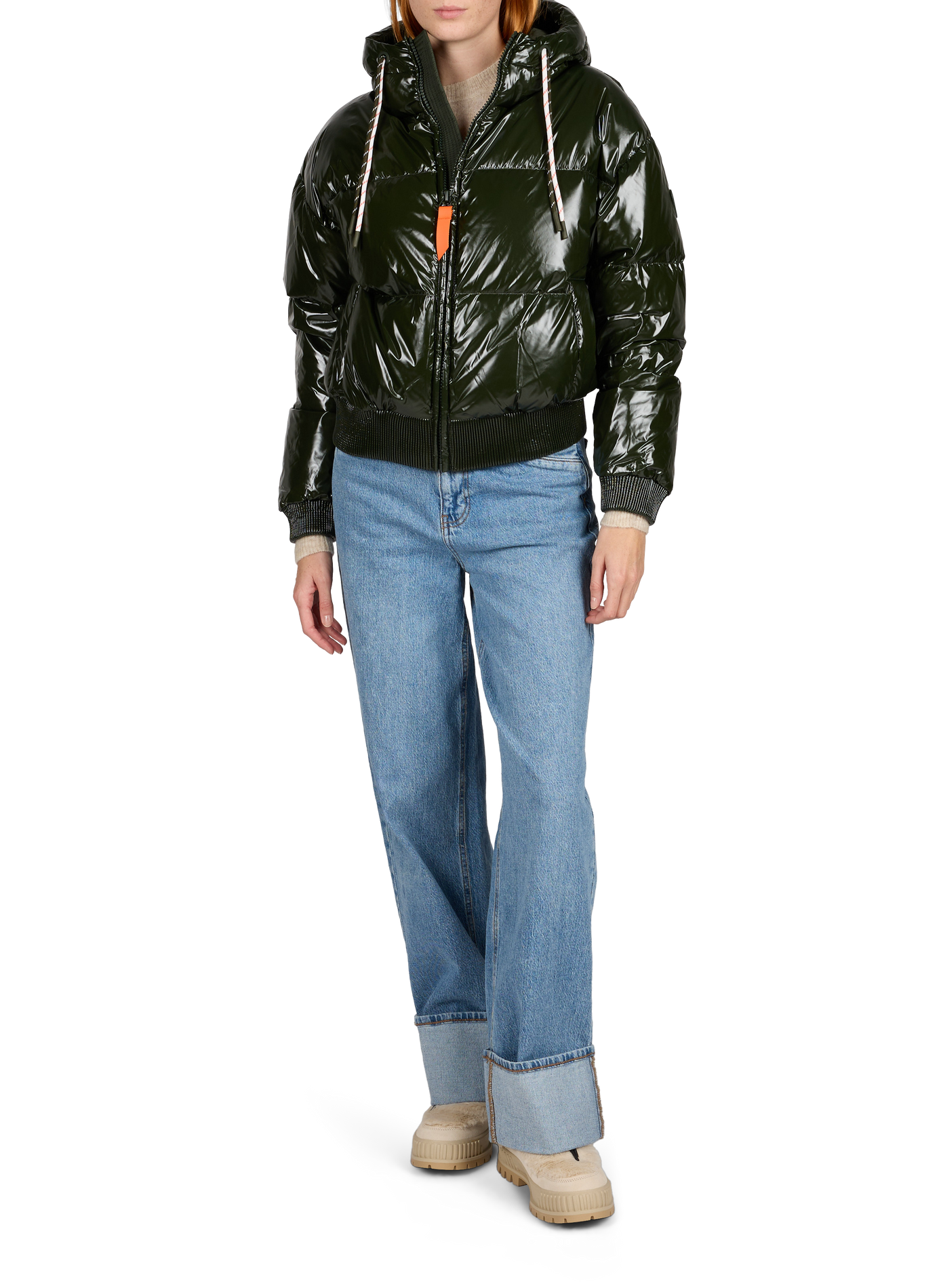 Glänzende Nine Daunenjacke mit verstellbarer Kapuze GERTRUDE Grun