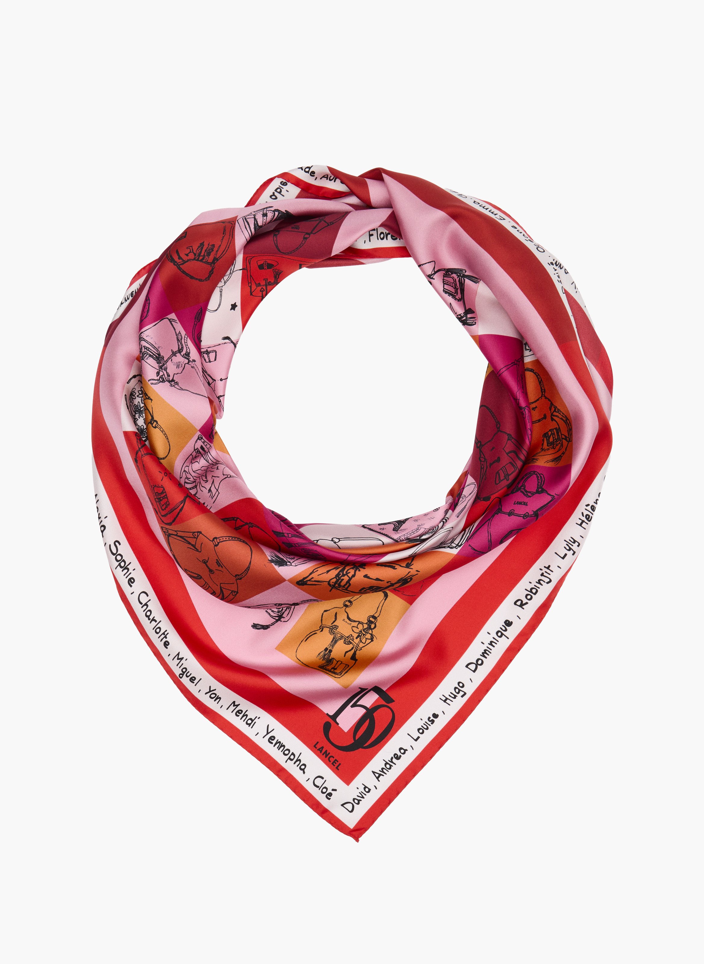 Carre motif 150 ans en animation 150y : twill de soie imprimee LANCEL Multicolore