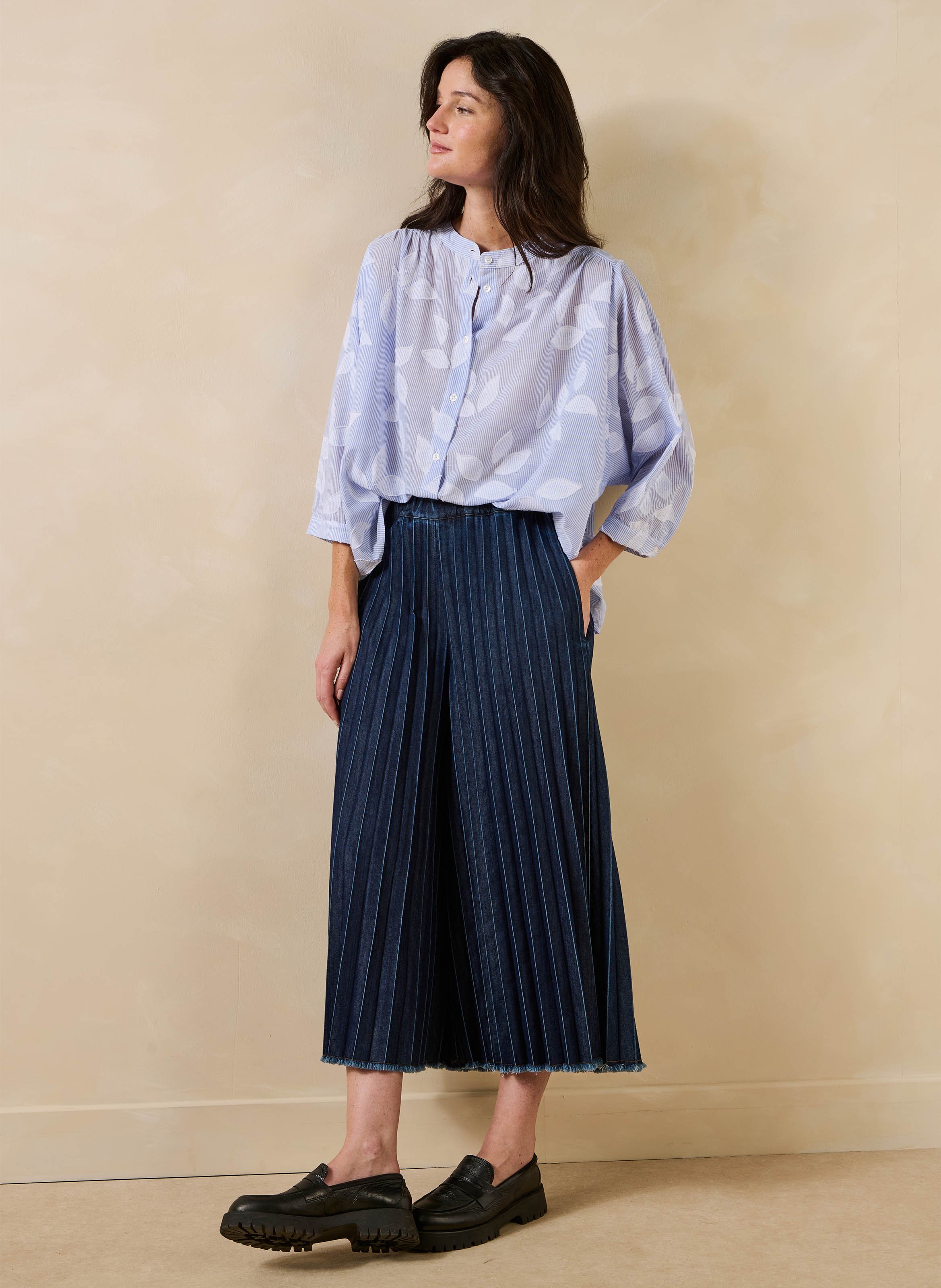 Wijde denim broek LA FEE MARABOUTEE Blauw