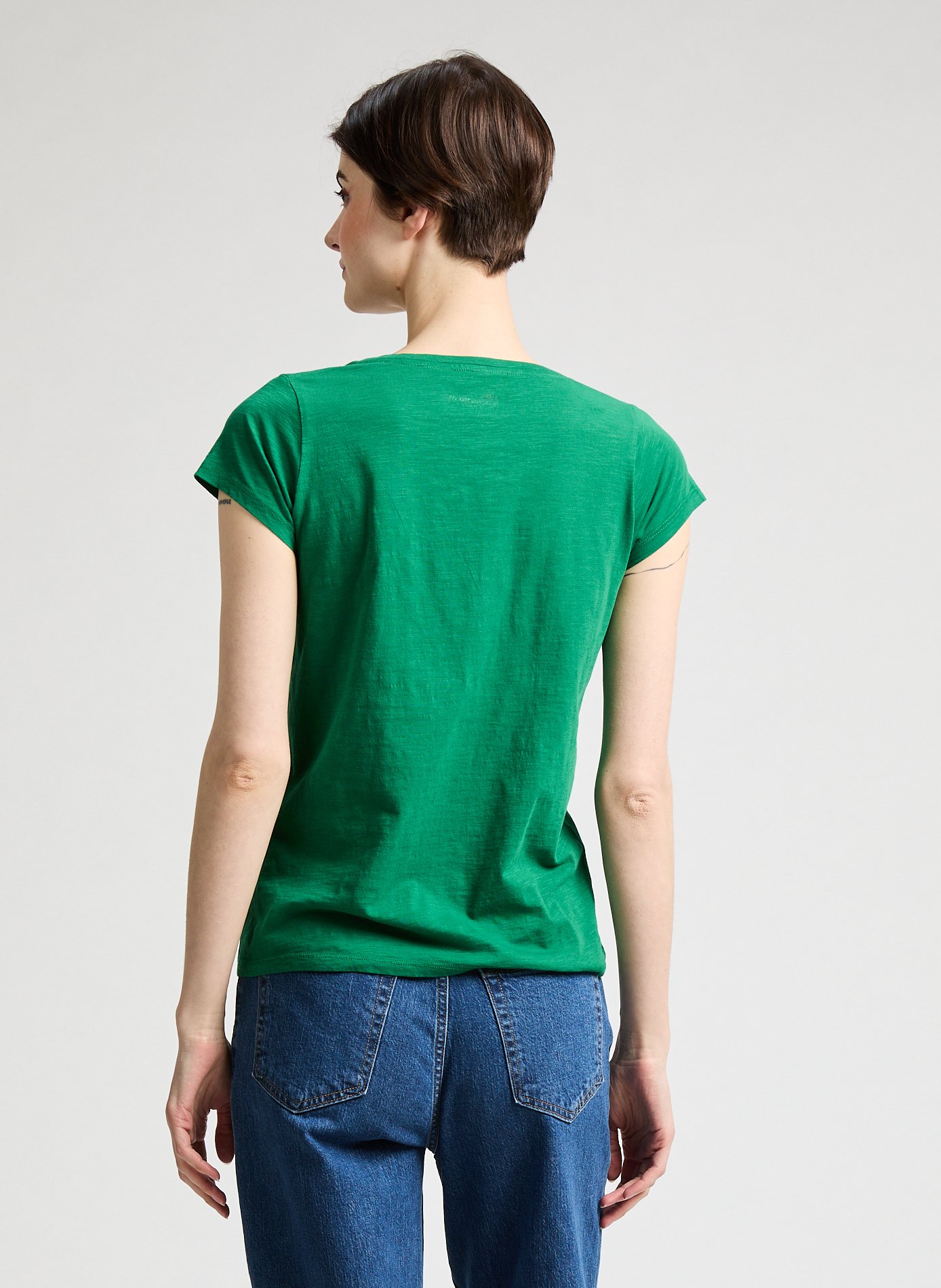 Straight cotton T-shirt with jewelry LEON & HARPER Green
