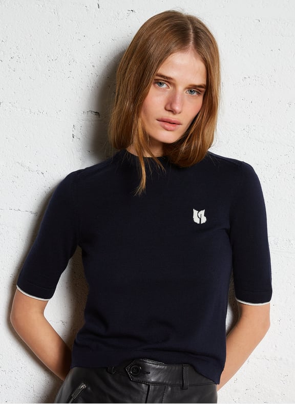 Pull manches courtes en laine brendo Bleu by BA&SH BA&SH Pull manches courtes en laine brendo Bleu