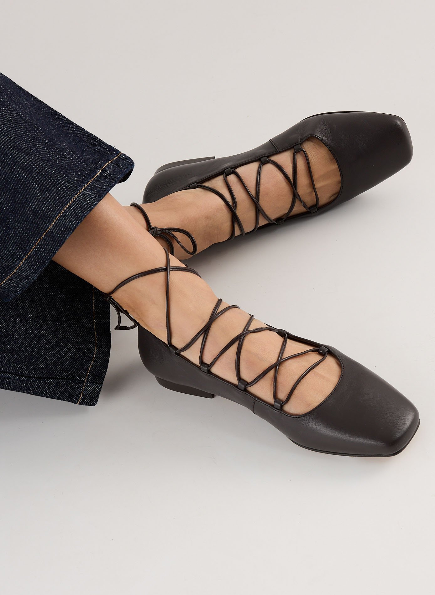 Ballerines Dalila à lacets en cuir  SAISON 1865 Noir