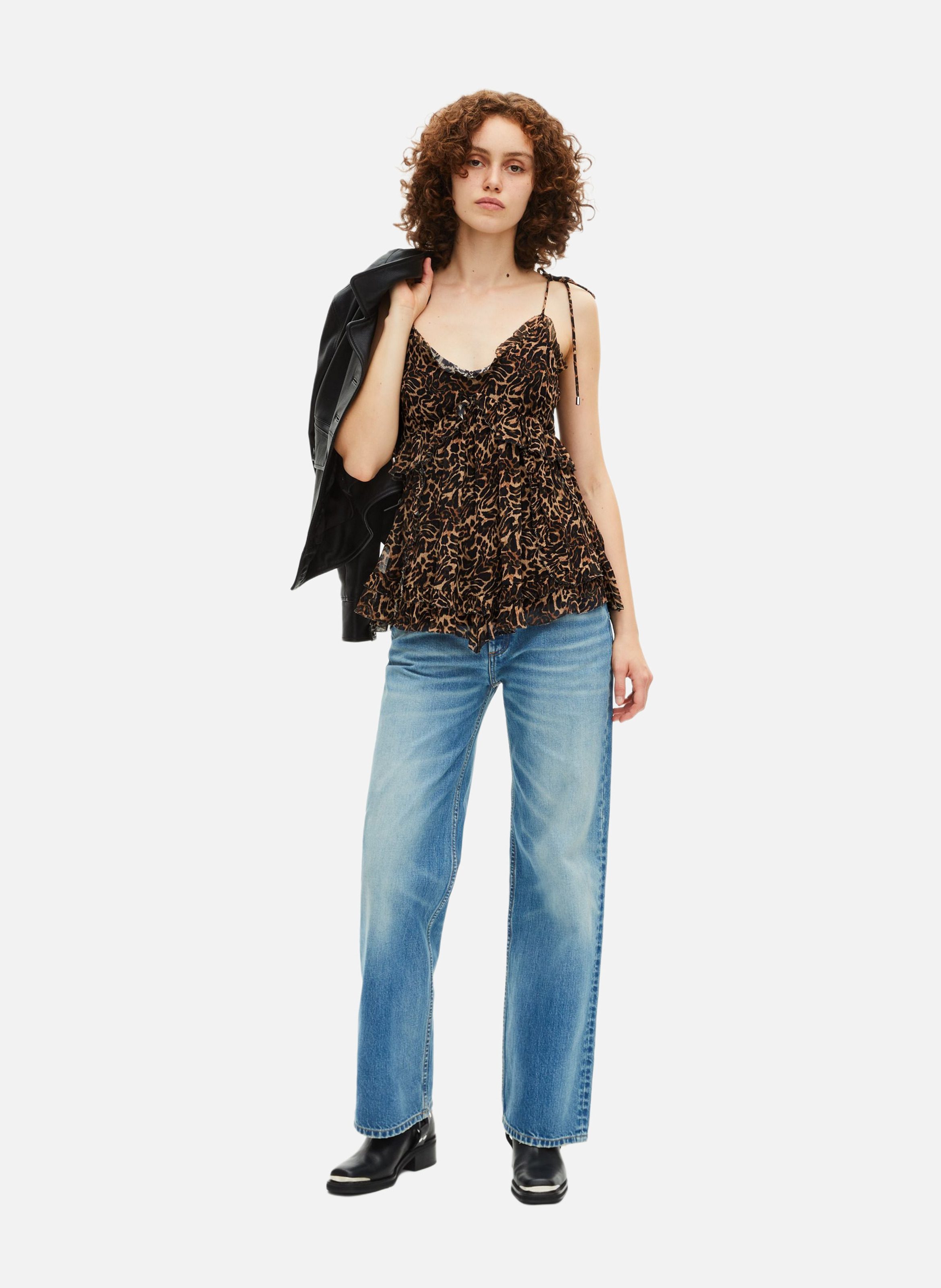 Top avec volants imprimé THE KOOPLES Marron