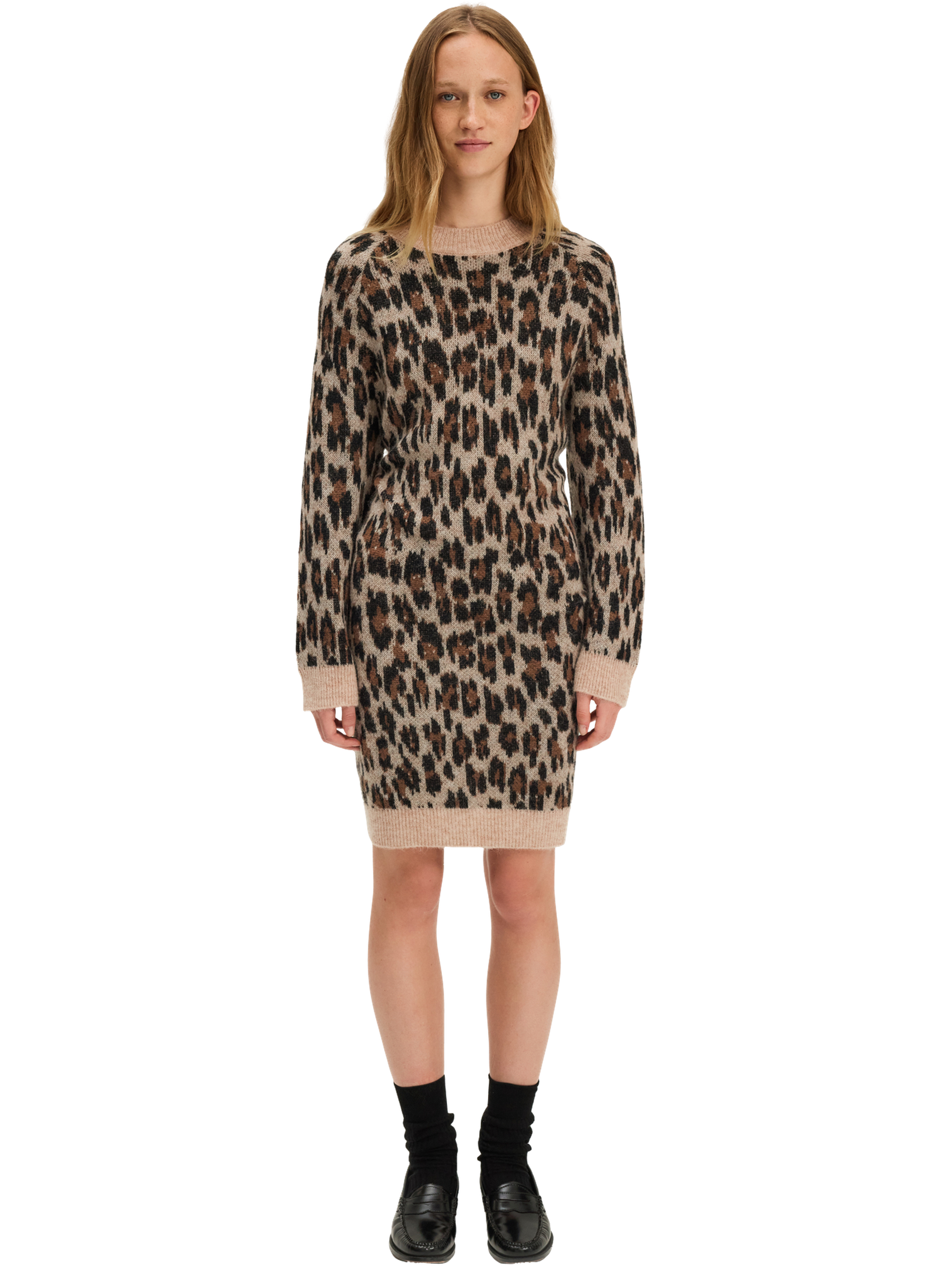 Robe léopard en laine et alpaga - luliane PABLO Beige