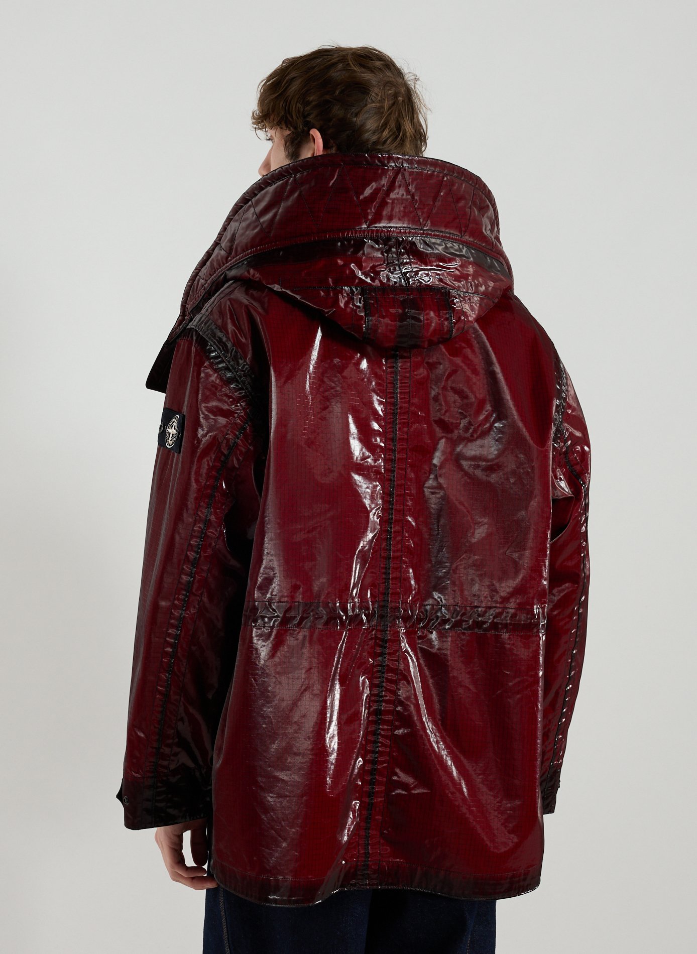 Prismatico Uneven Ripstop Hooded Parka STONE ISLAND Red