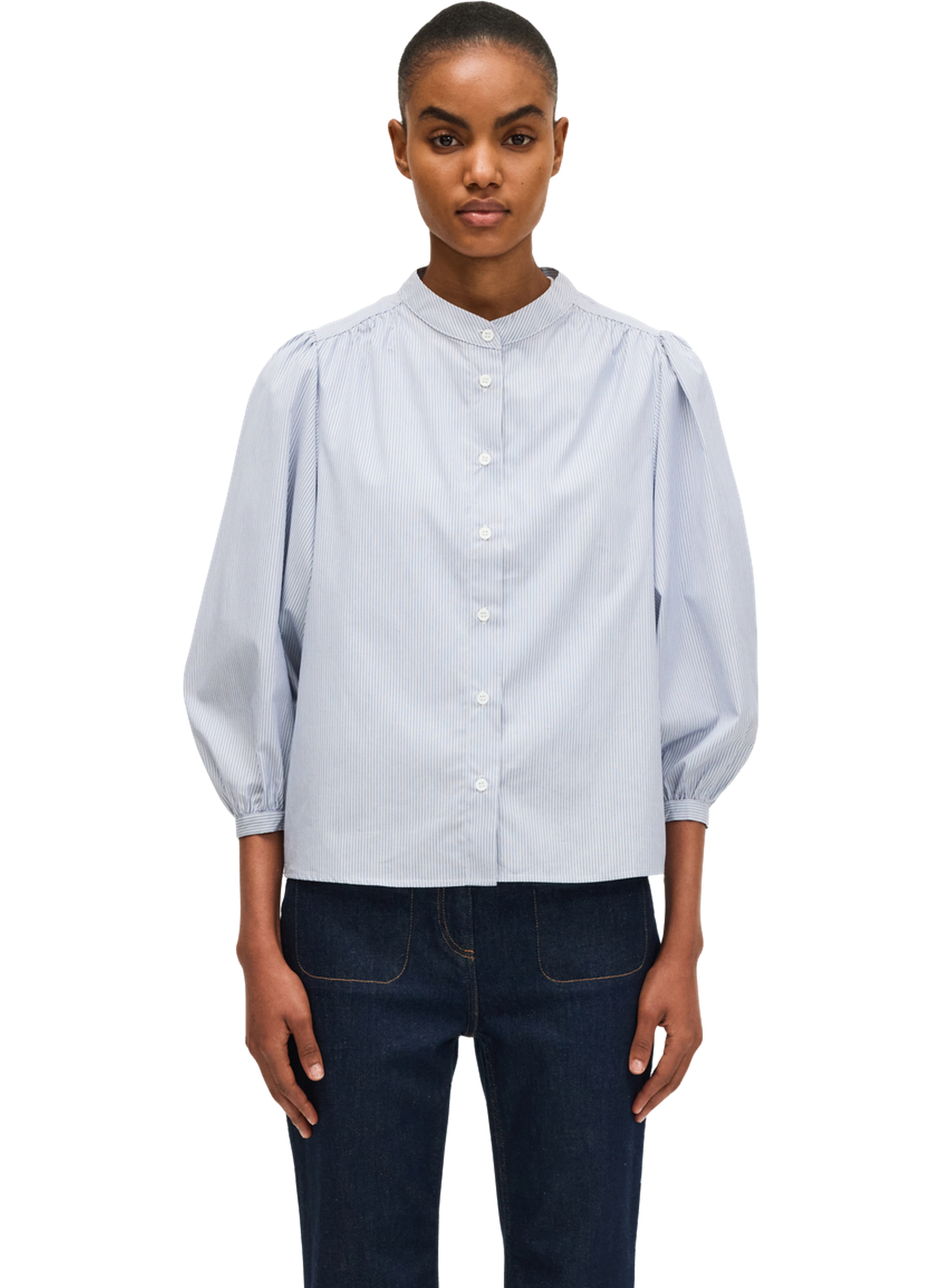 Chemise rayée à col officier - asia PABLO Blanc