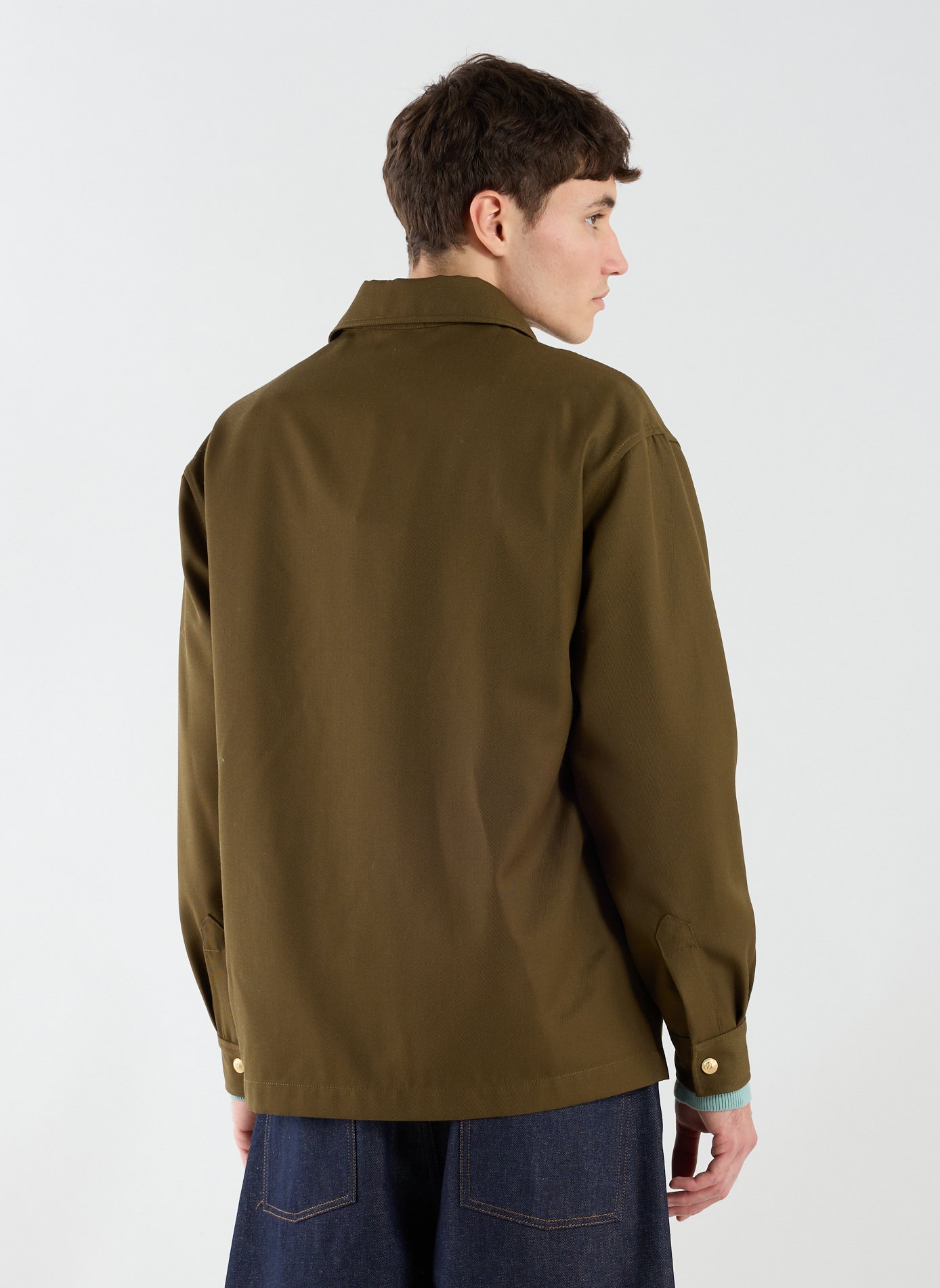 Straight classic collar overshirt DROLE DE MONSIEUR Khaki