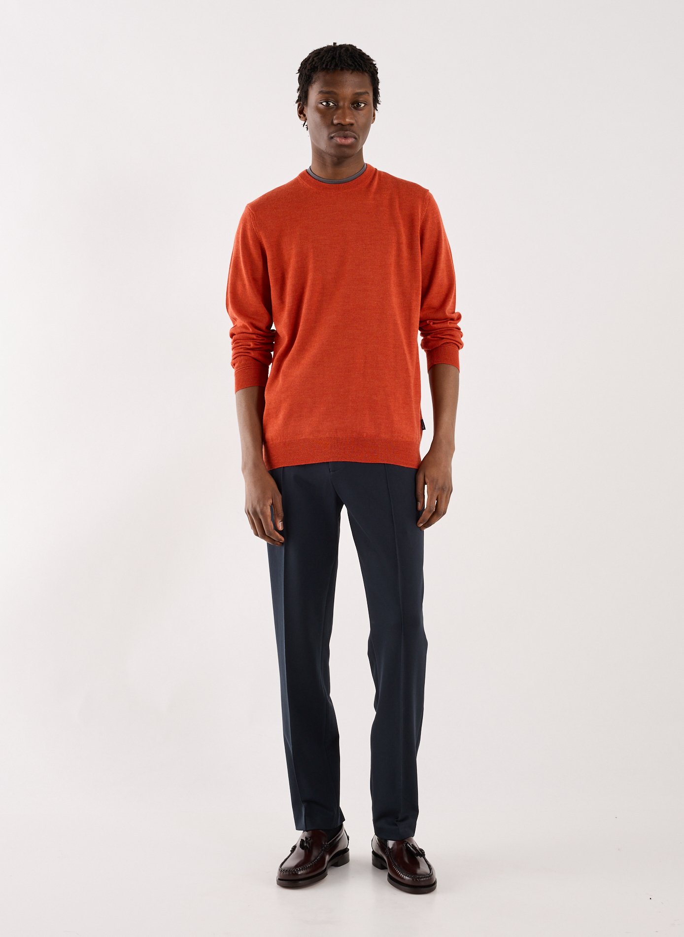 Merino wool round-neck jumper FACONNABLE Brown