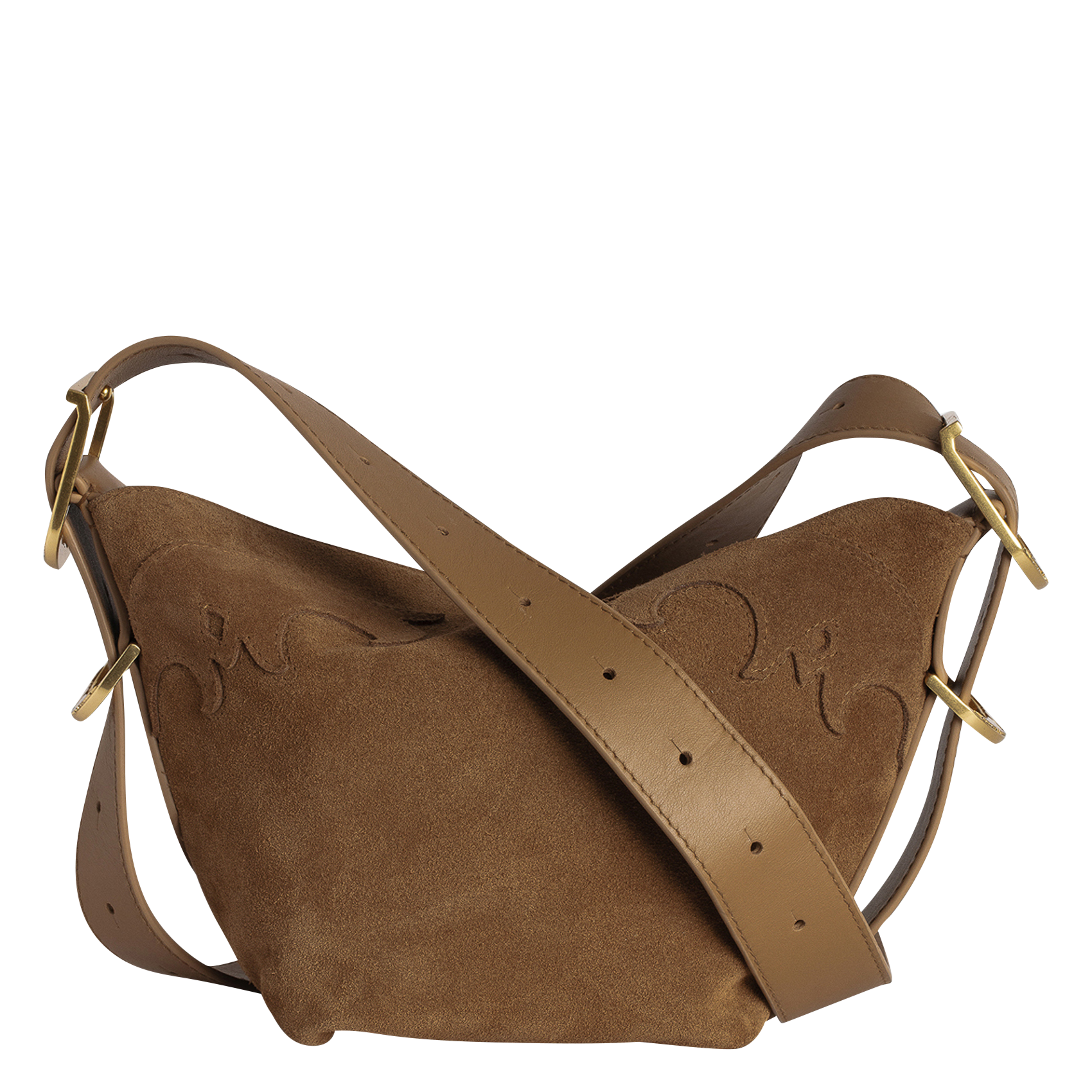 Sac bandoulière en cuir velours baby jane ZADIG&VOLTAIRE Marron