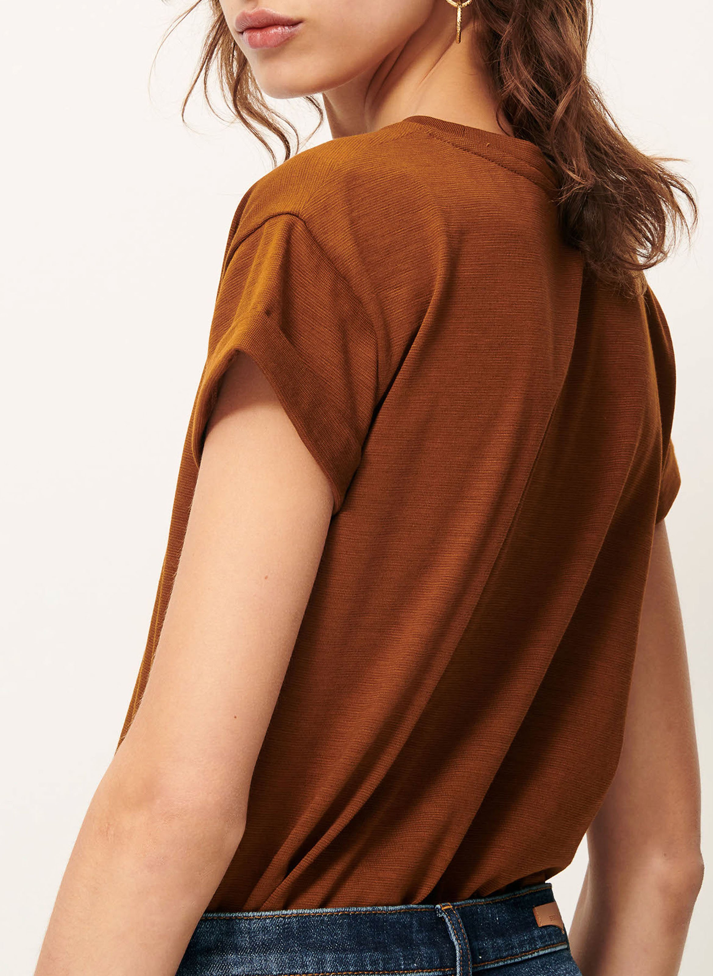 Tee-shirt col rond en coton mélangé albano SESSUN Marron