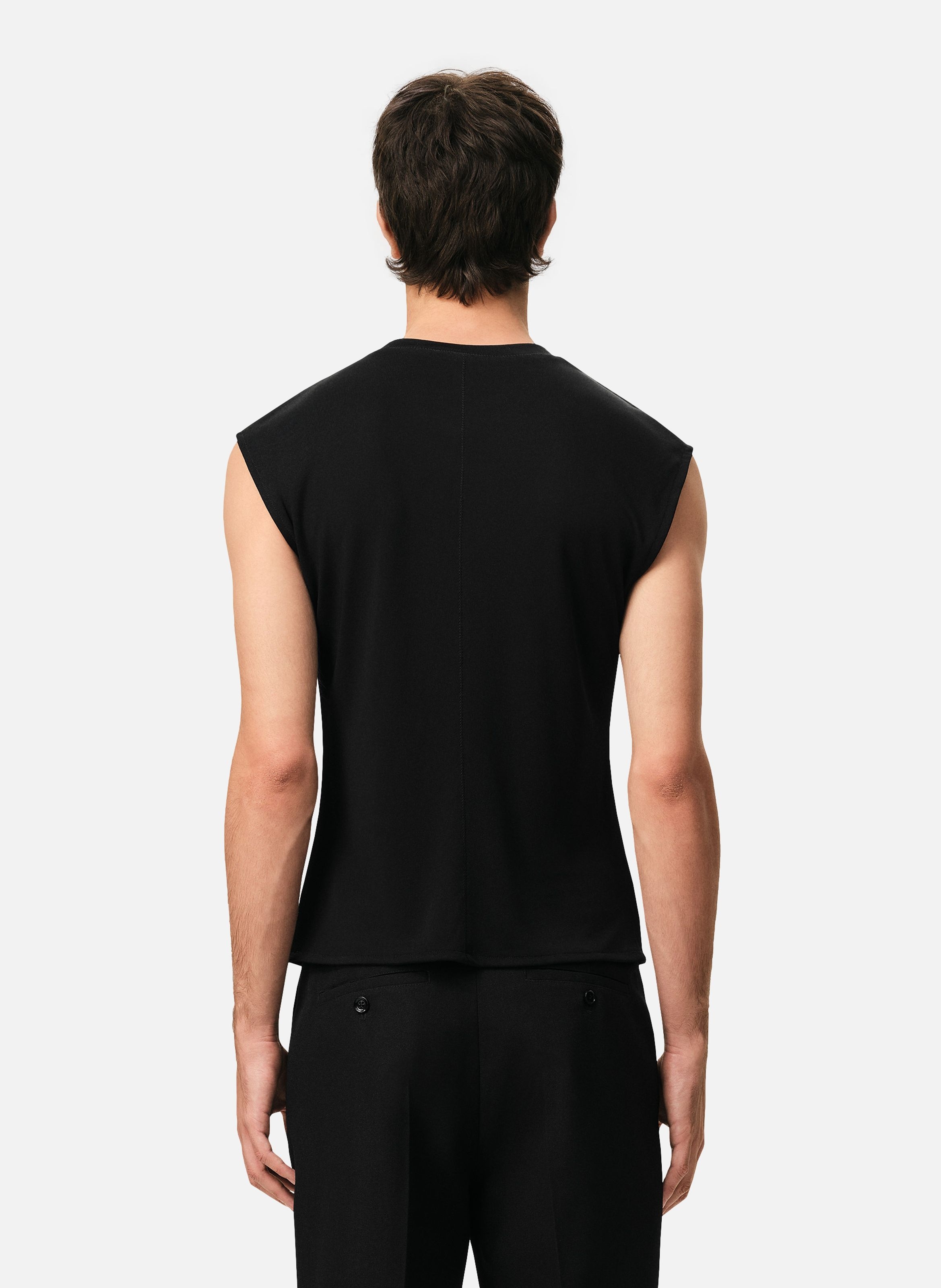 Haut ajusté sans manches unisexe en jersey AMI PARIS Noir