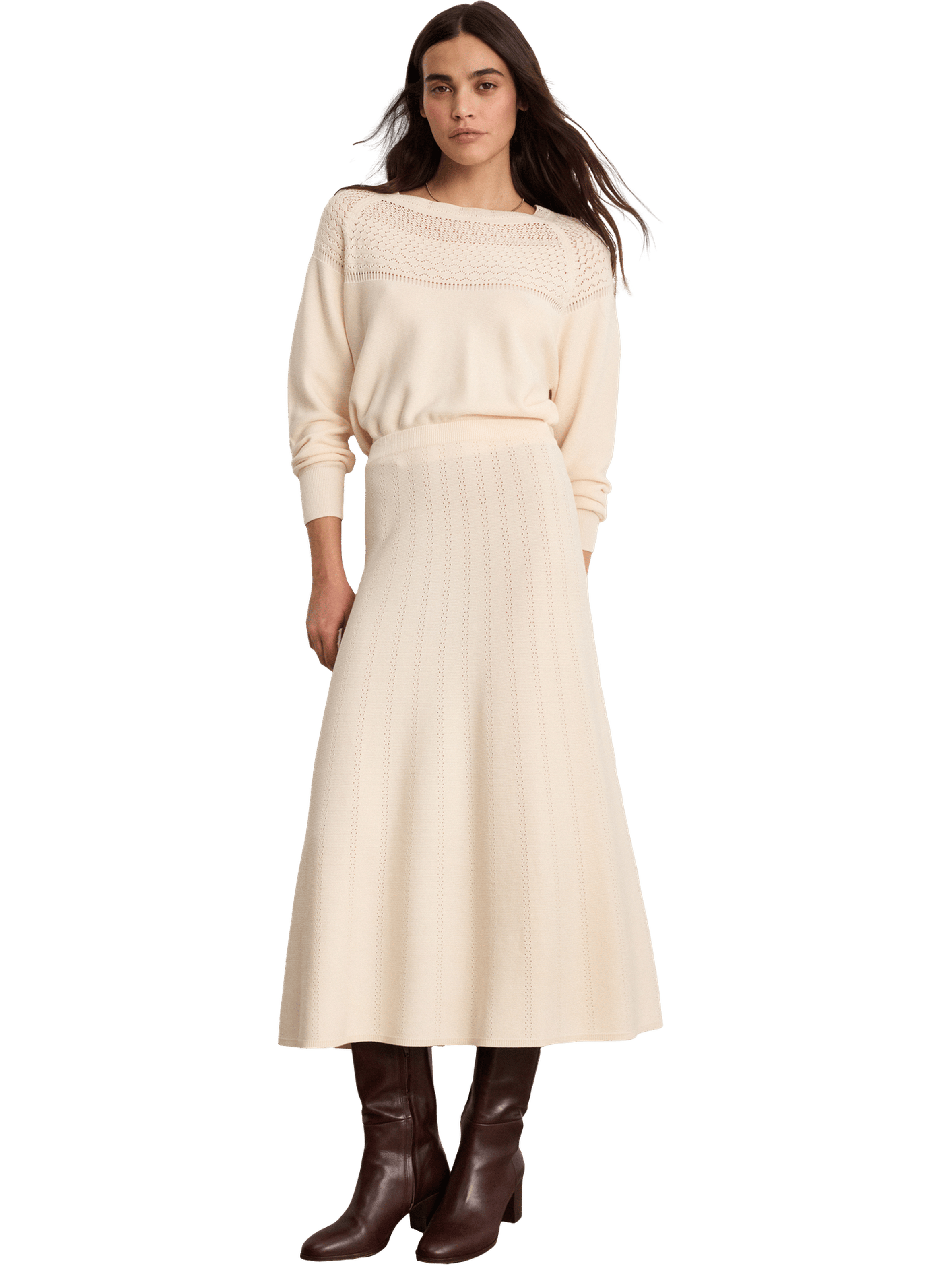 Jupe midi en maille - nalia PABLO Beige
