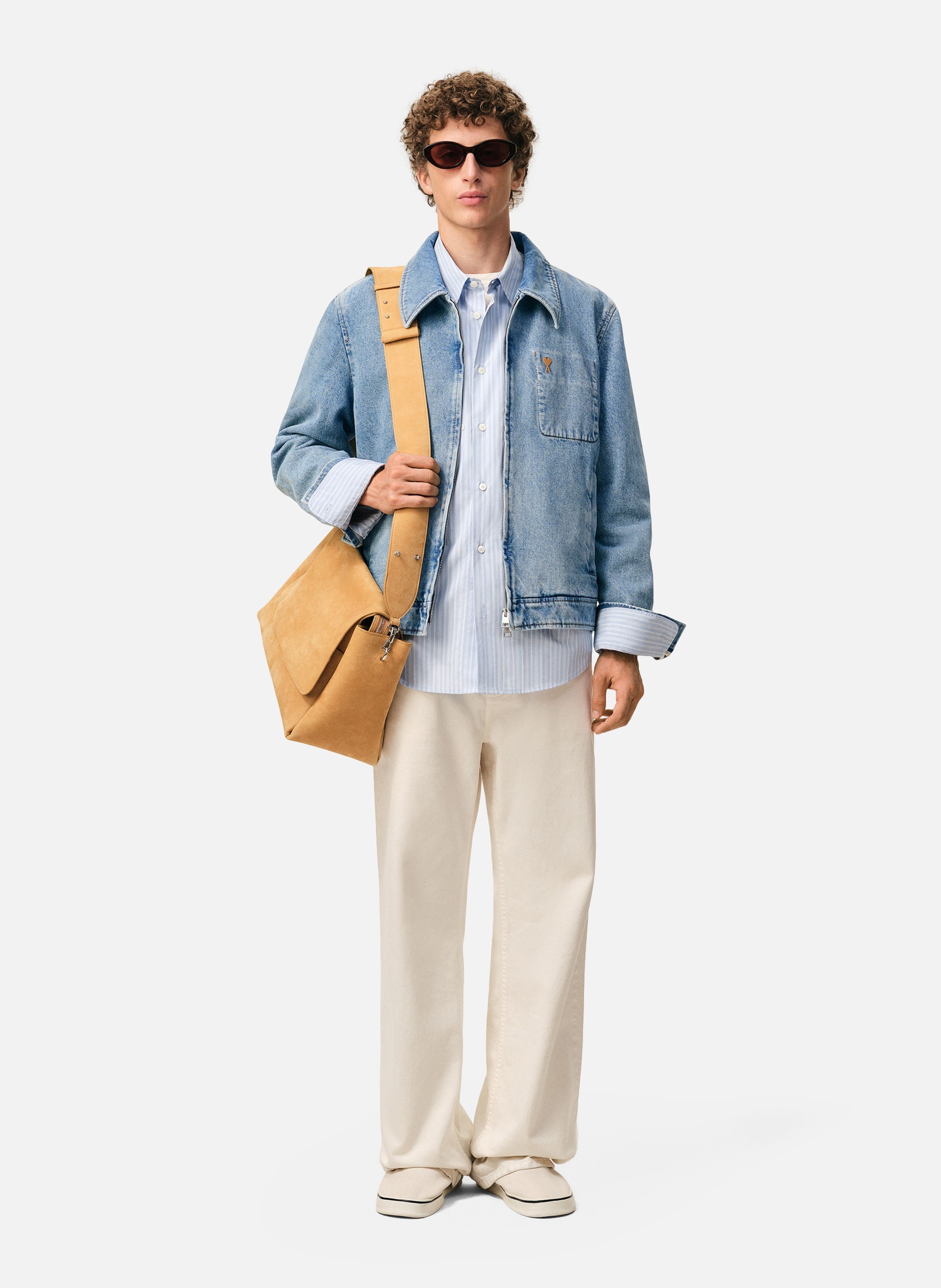 Blouson Zippé Ami De Coeur En Coton AMI PARIS Bleu