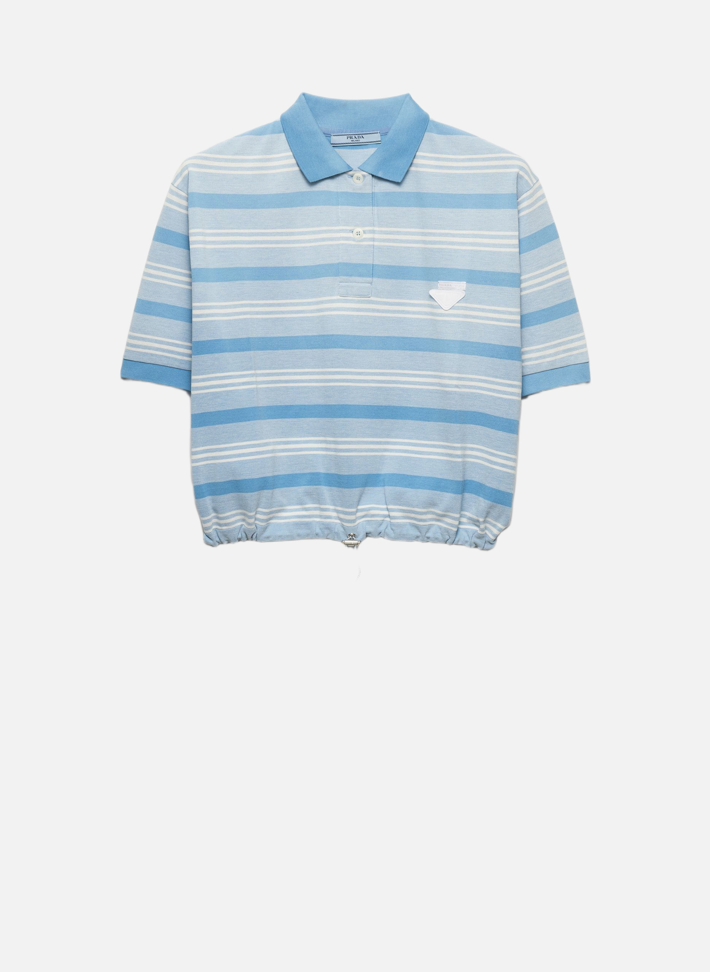 Polo en piqué à rayures imprimées PRADA Bleu