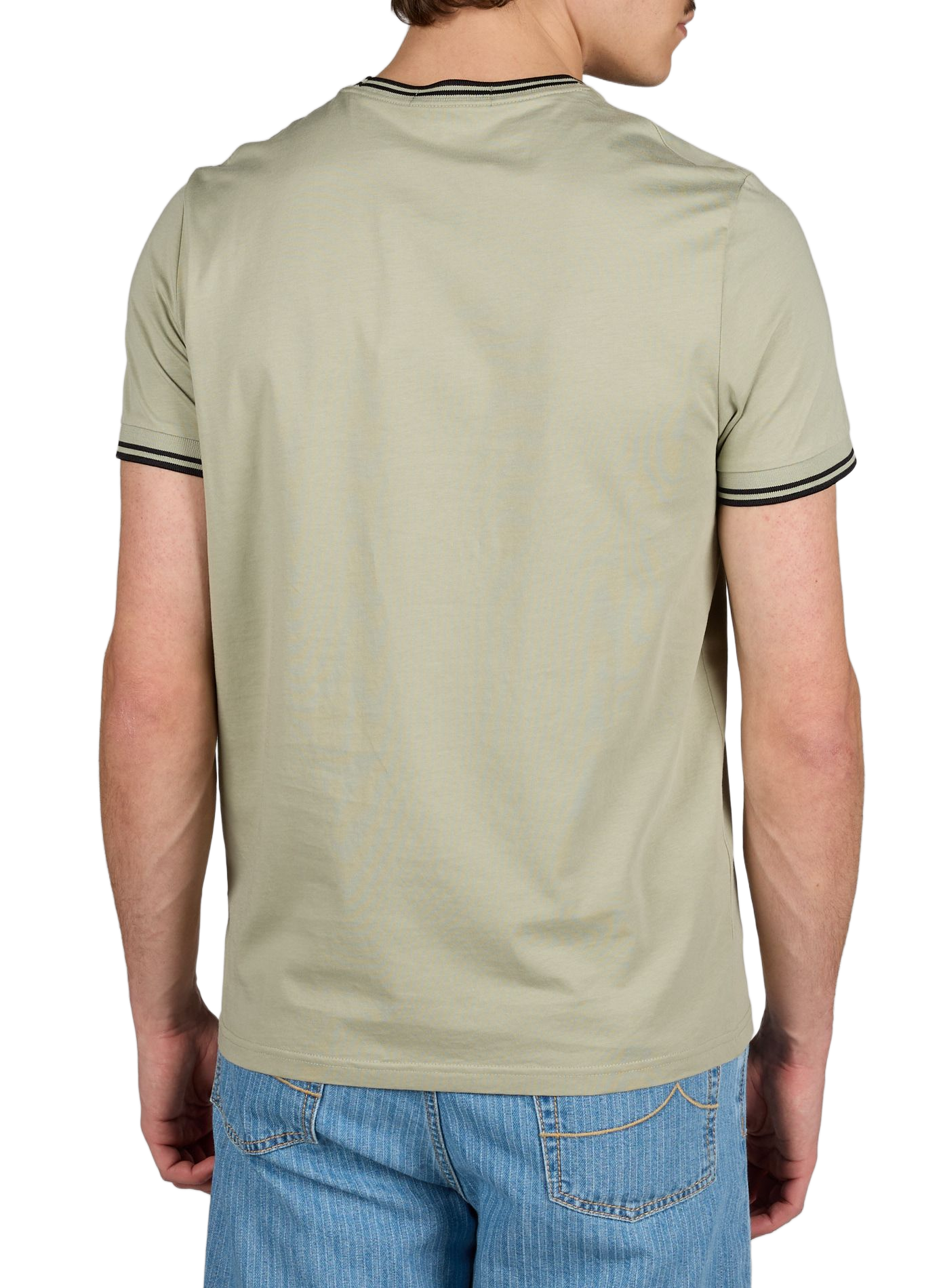 T-shirt uni à col rond en coton FRED PERRY Vert