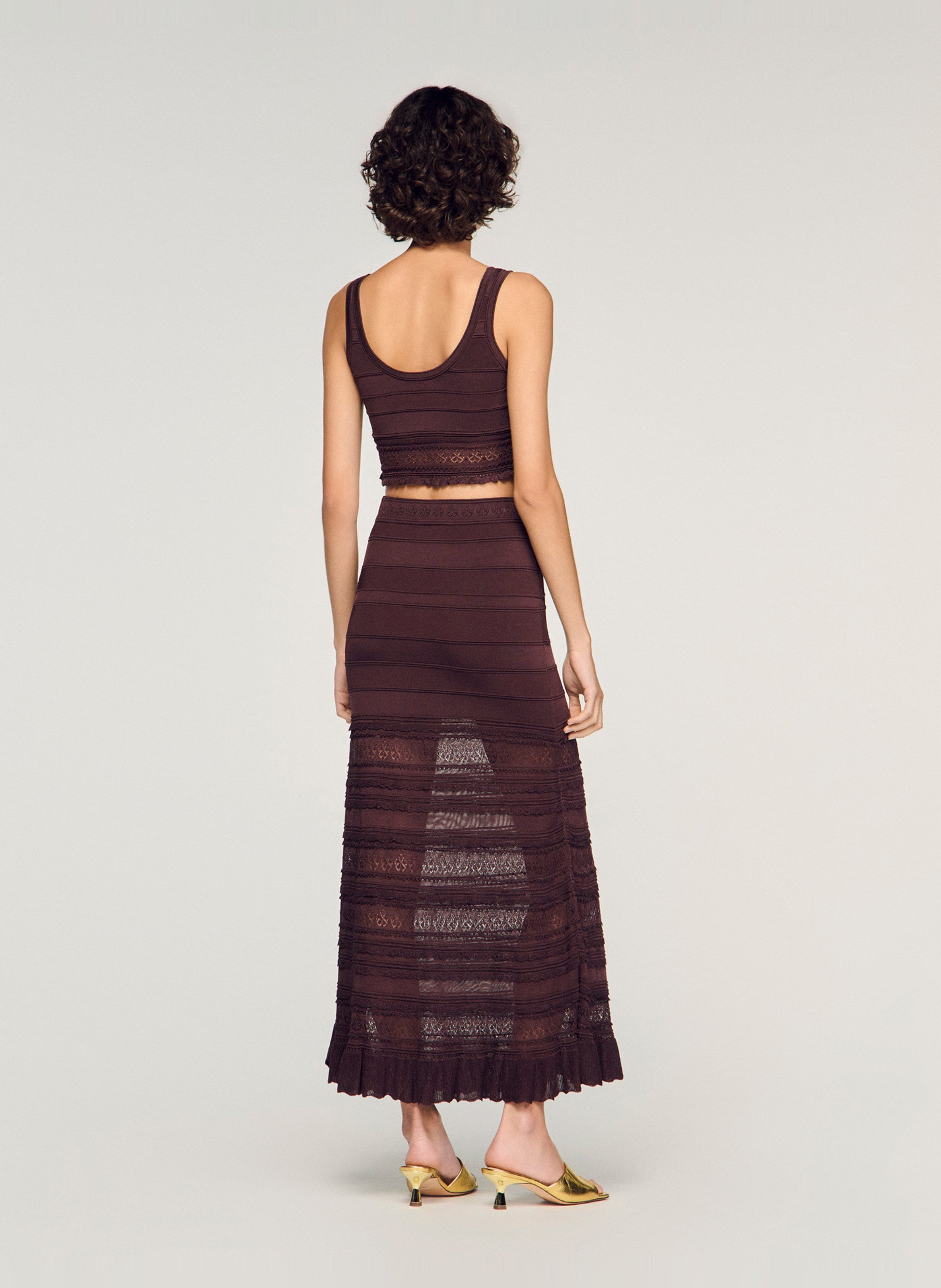 Top court en maille SANDRO Marron