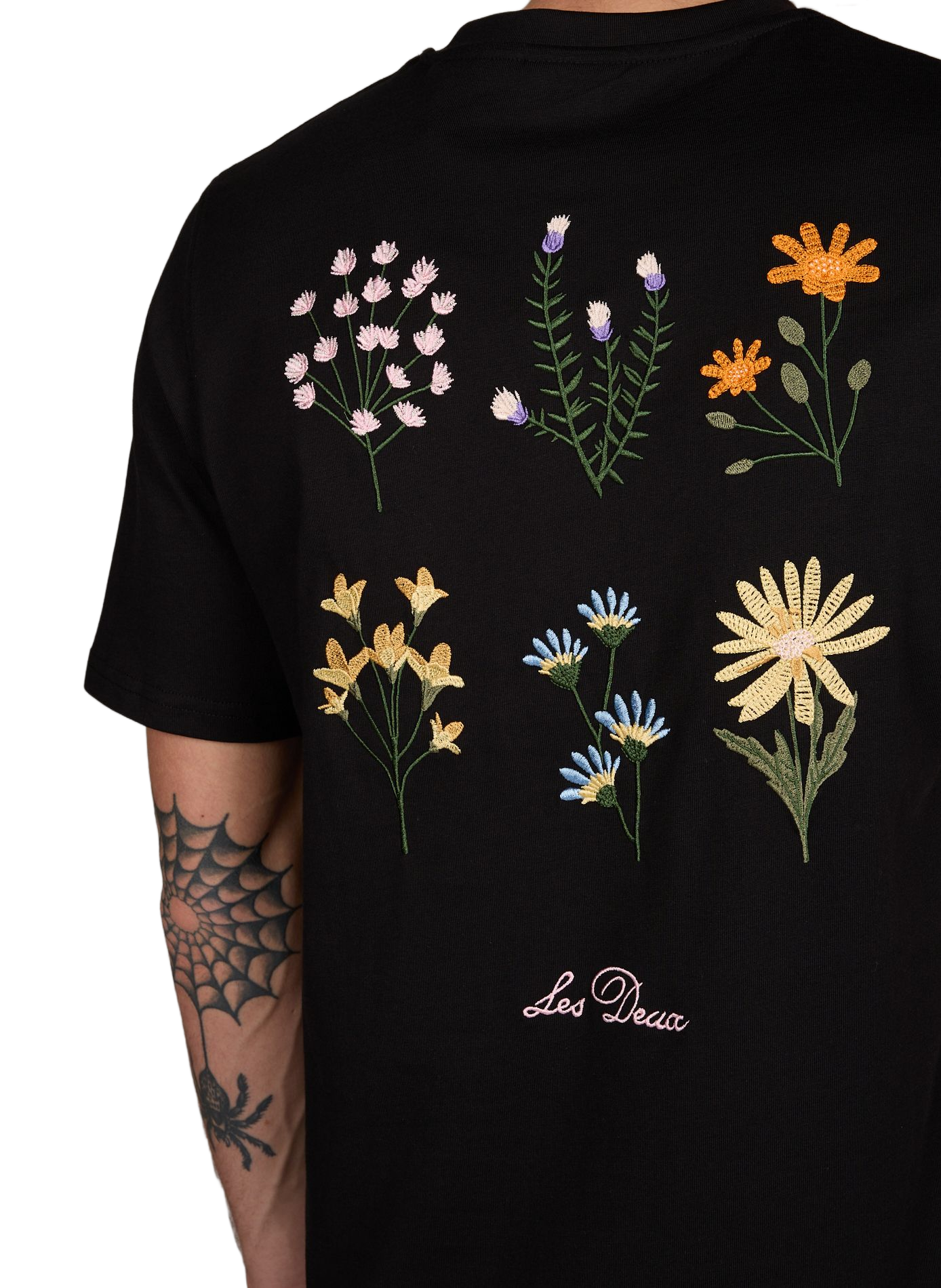 T-shirt brodé Wild Flower en coton LES DEUX Noir