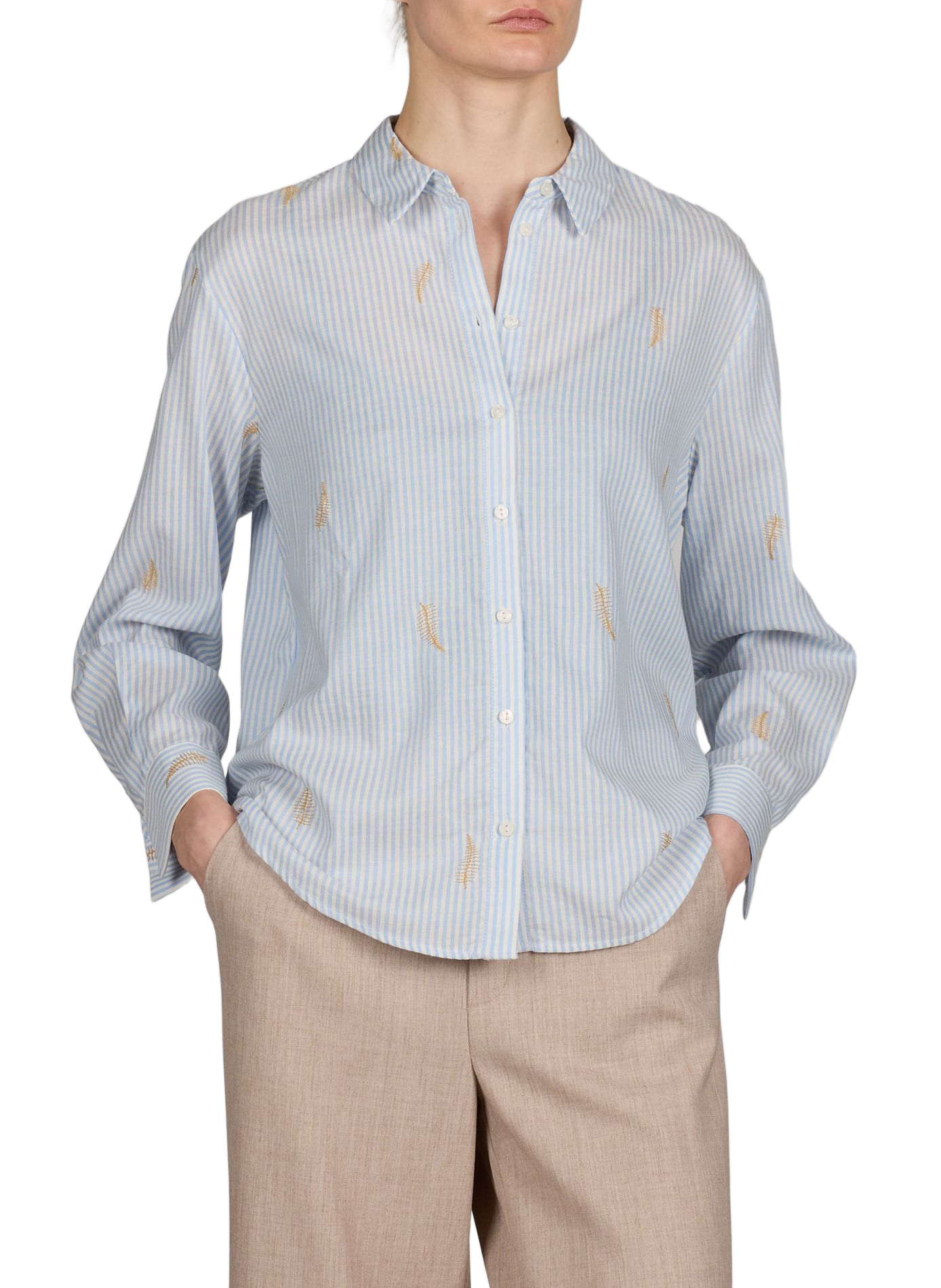 Camisa Vimatinda de algodón mezclado VILA Beige