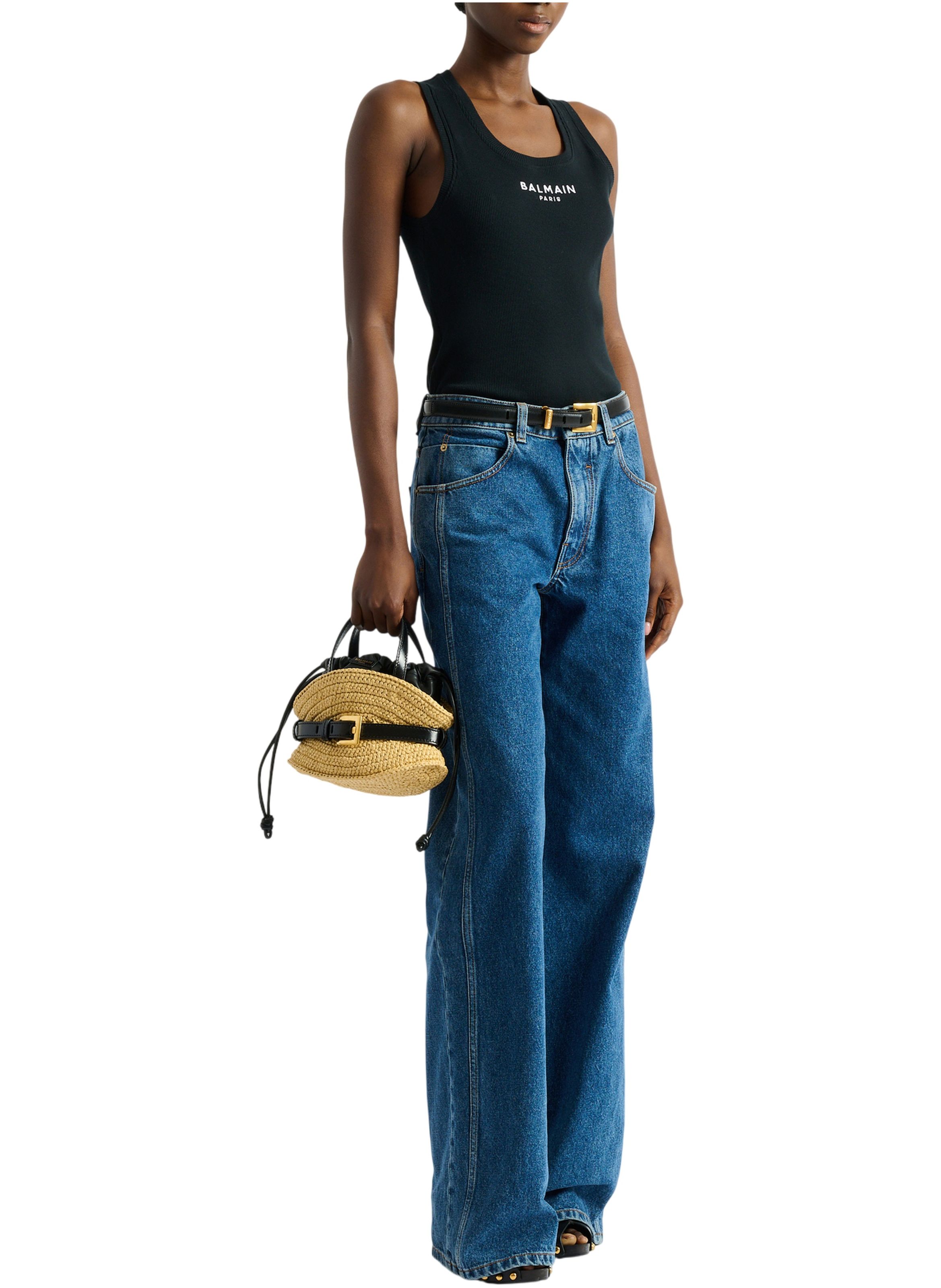 Débardeur brodé balmain paris BALMAIN Noir