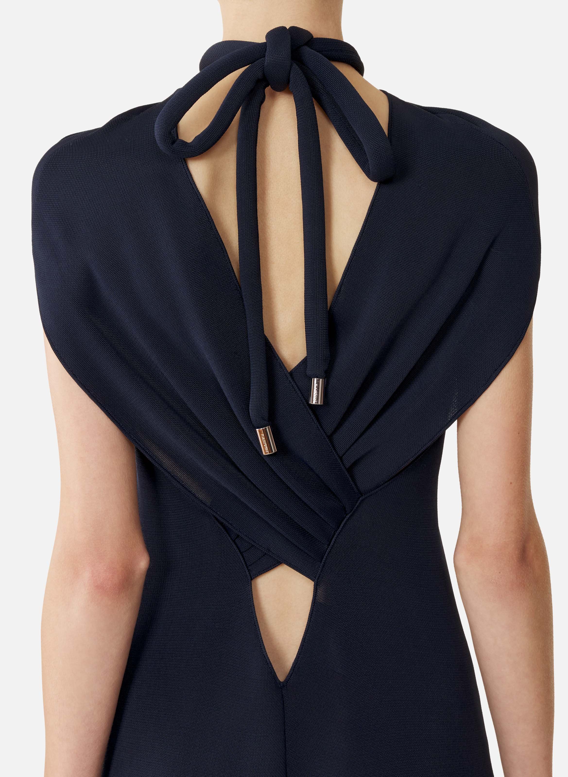 Haut col noué en viscose LANVIN Bleu
