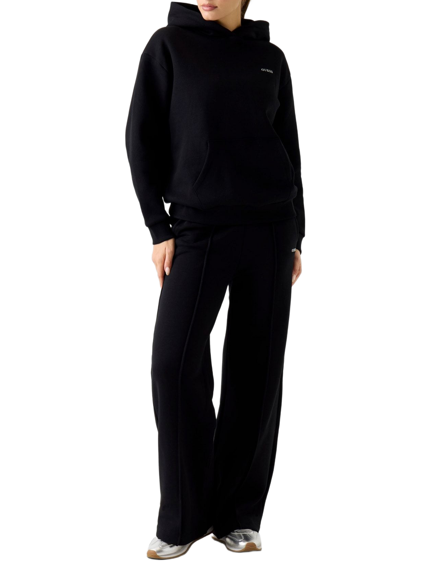 Pantalon de survêtement plissé en coton mélangé  GUESS Noir