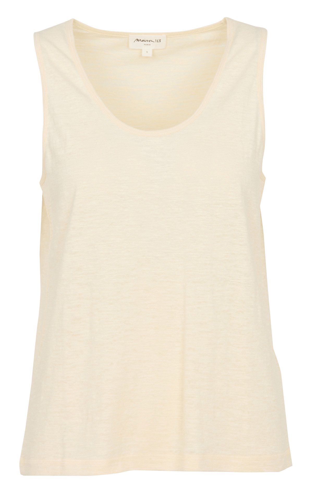 Débardeur droit col rond en coton mélangé love Beige