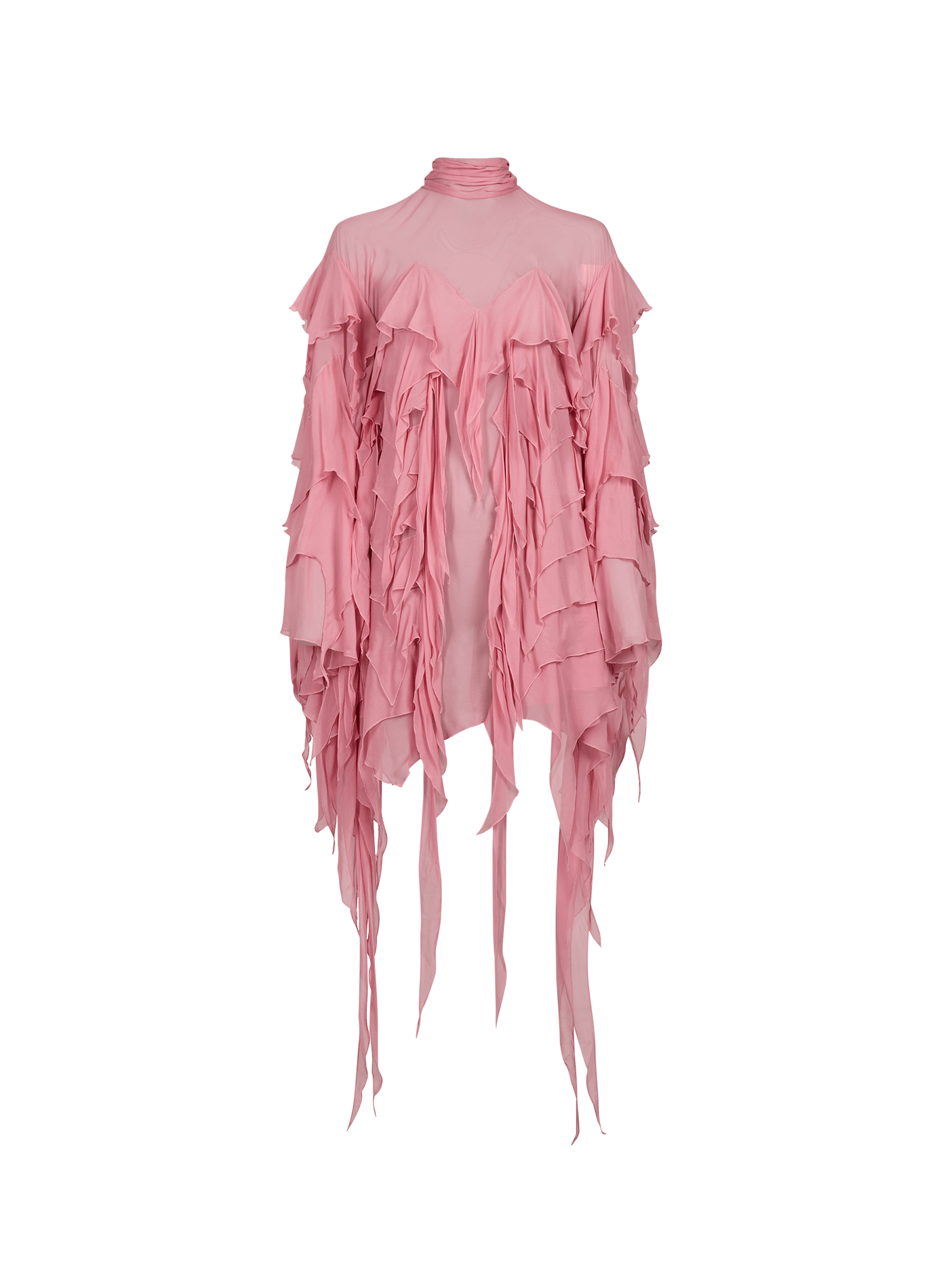 Blouse à volants à col montant BLUMARINE Rose
