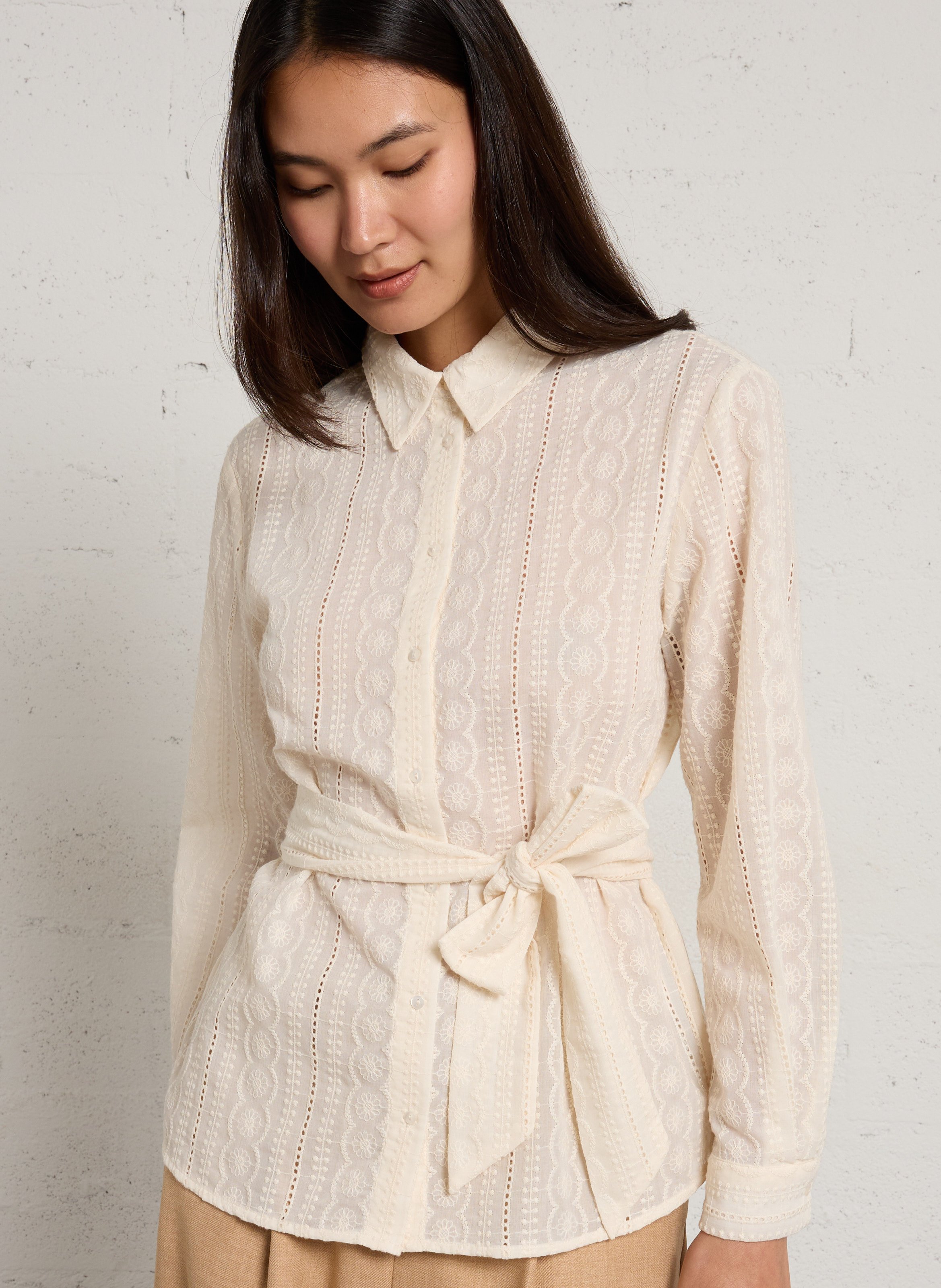 Chemise oversize brodée colette MAISON 123 Beige