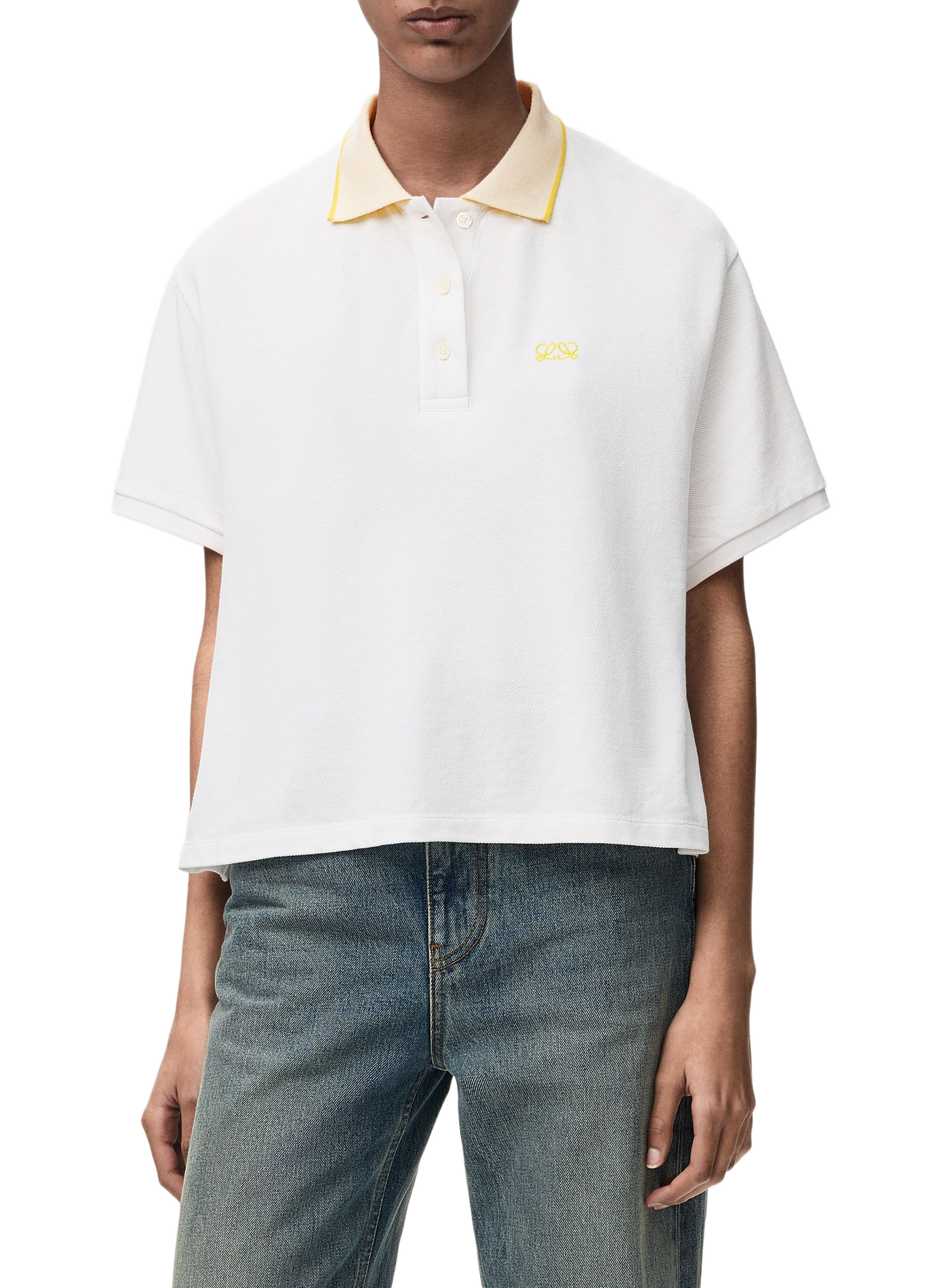 A-line cotton polo LOEWE White