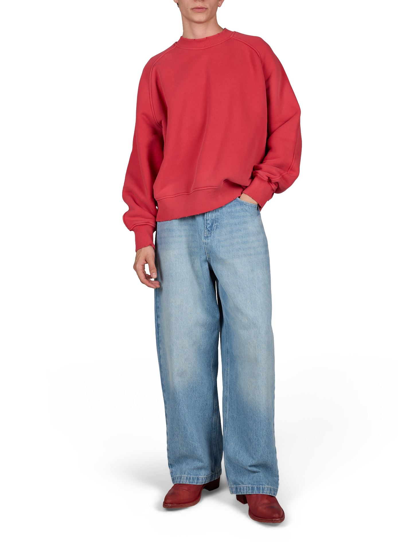 Gewaschene Lederstiefeletten 424 Rot