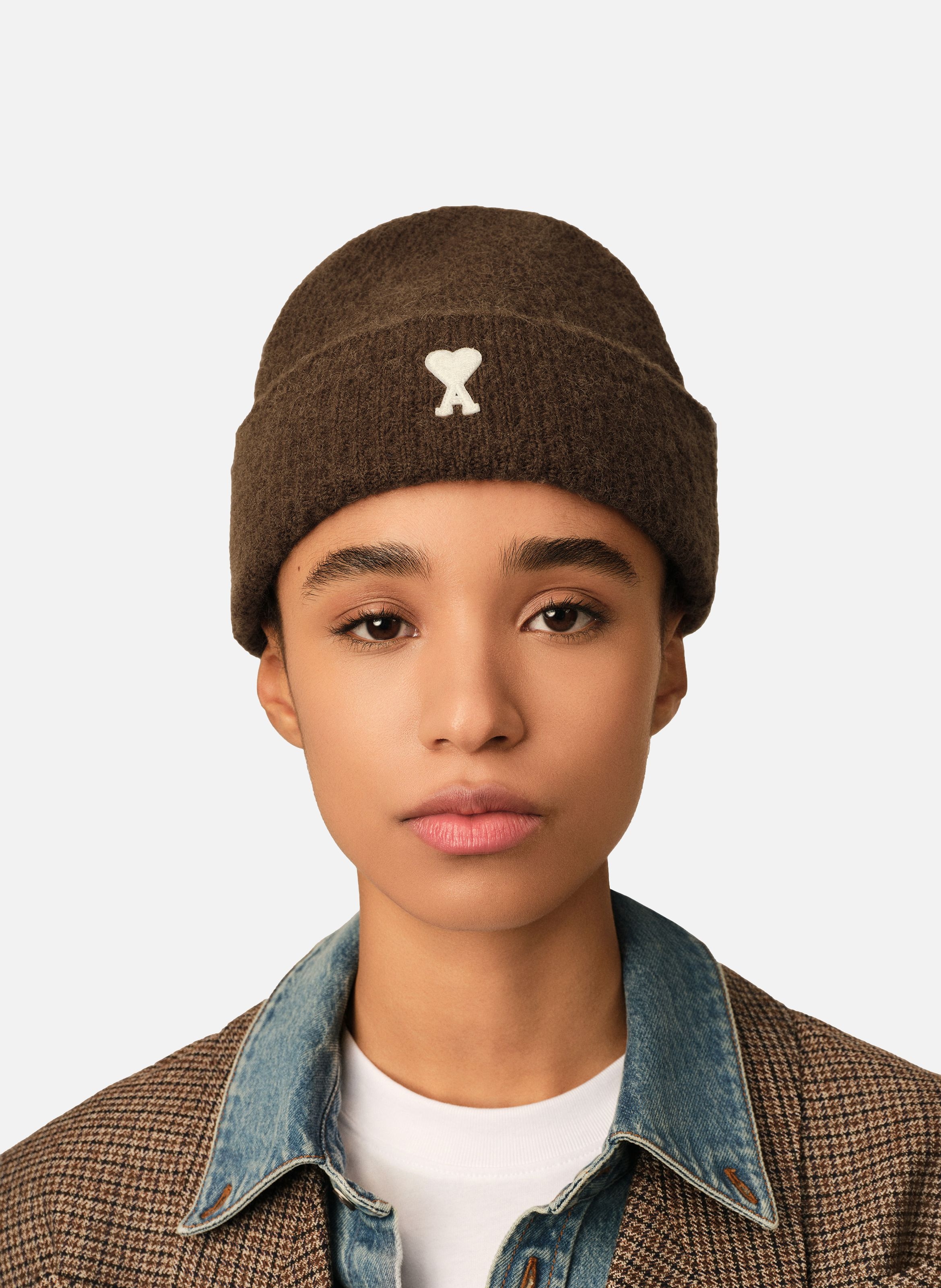 Bonnet unisexe en alpaga ami de coeur AMI PARIS Marron