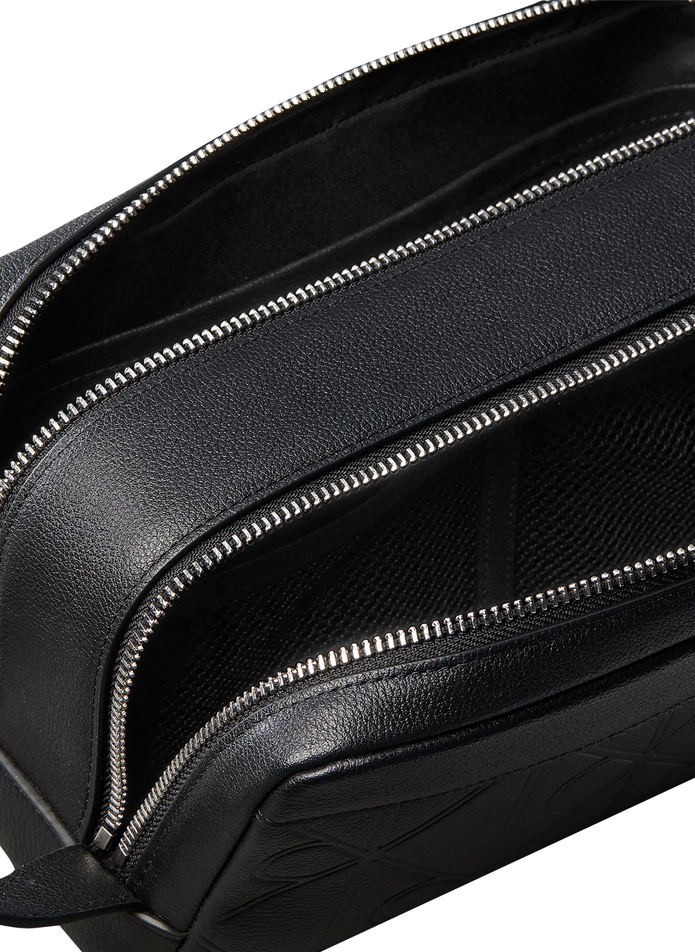 Textured leather logo toiletry pouch CALVIN KLEIN Black