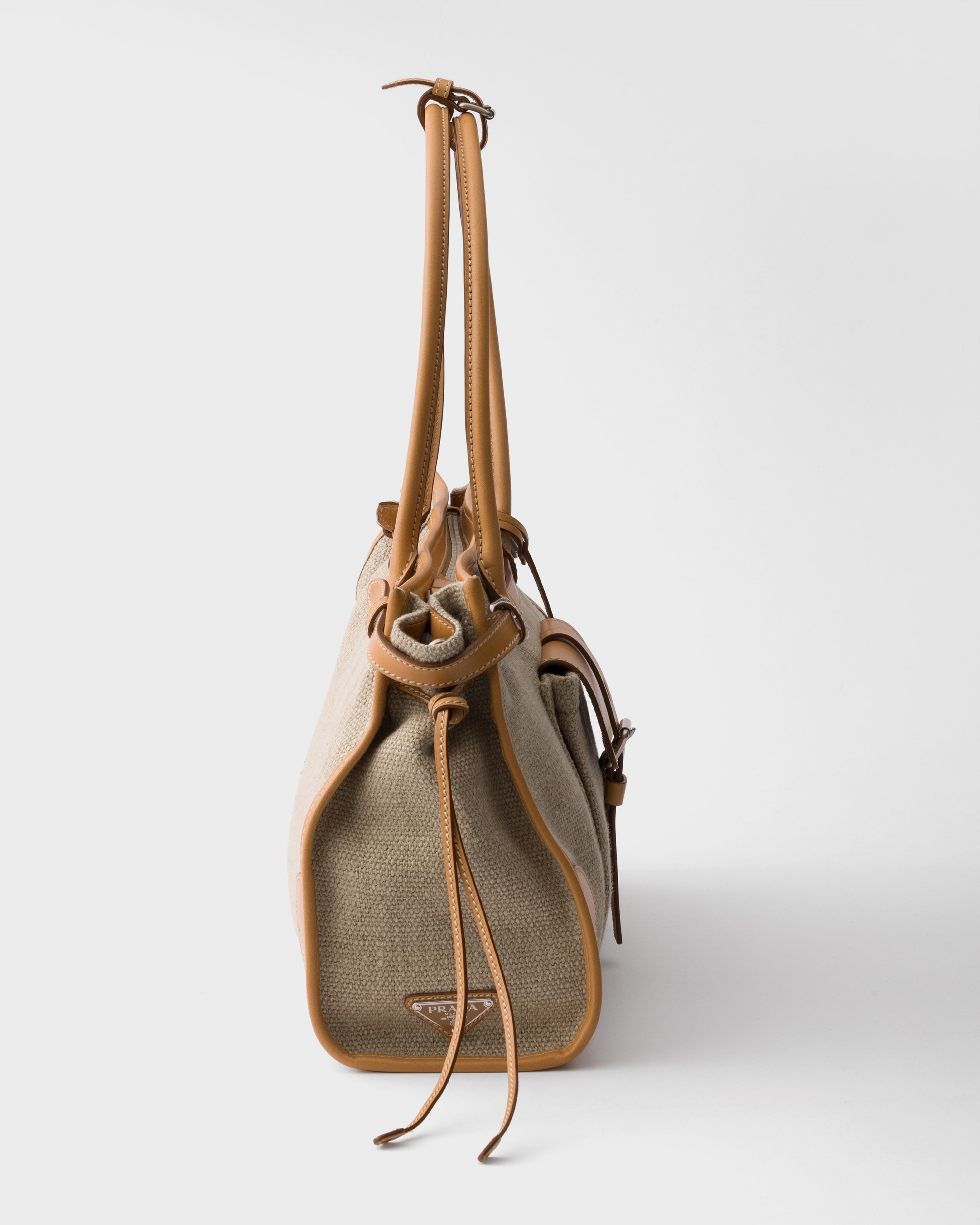 Cabas prada bonnie en lin et cuir PRADA Beige