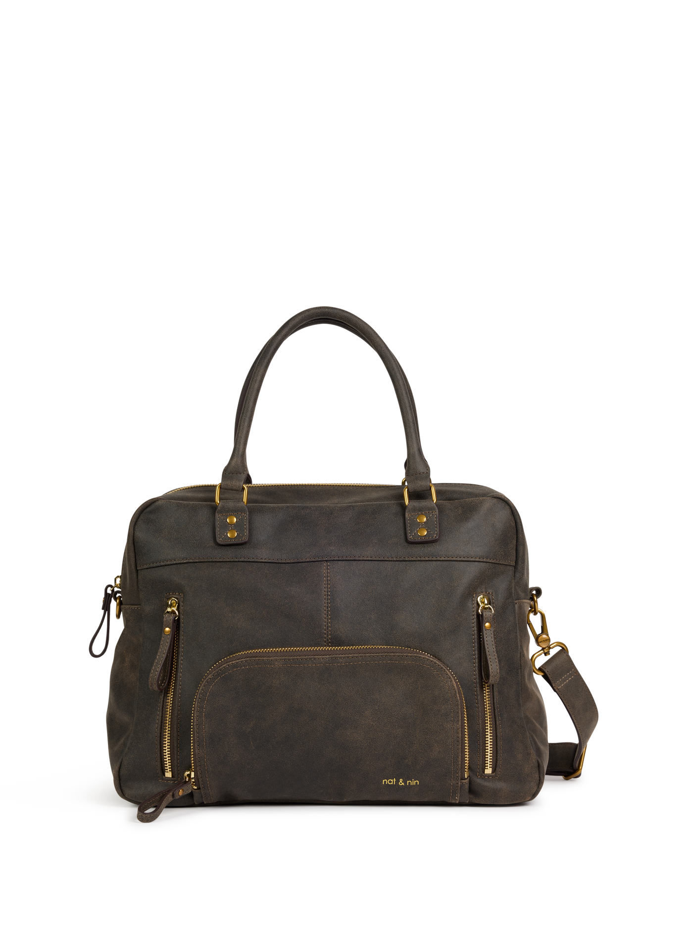 Leather laptop bag NAT & NIN Brown