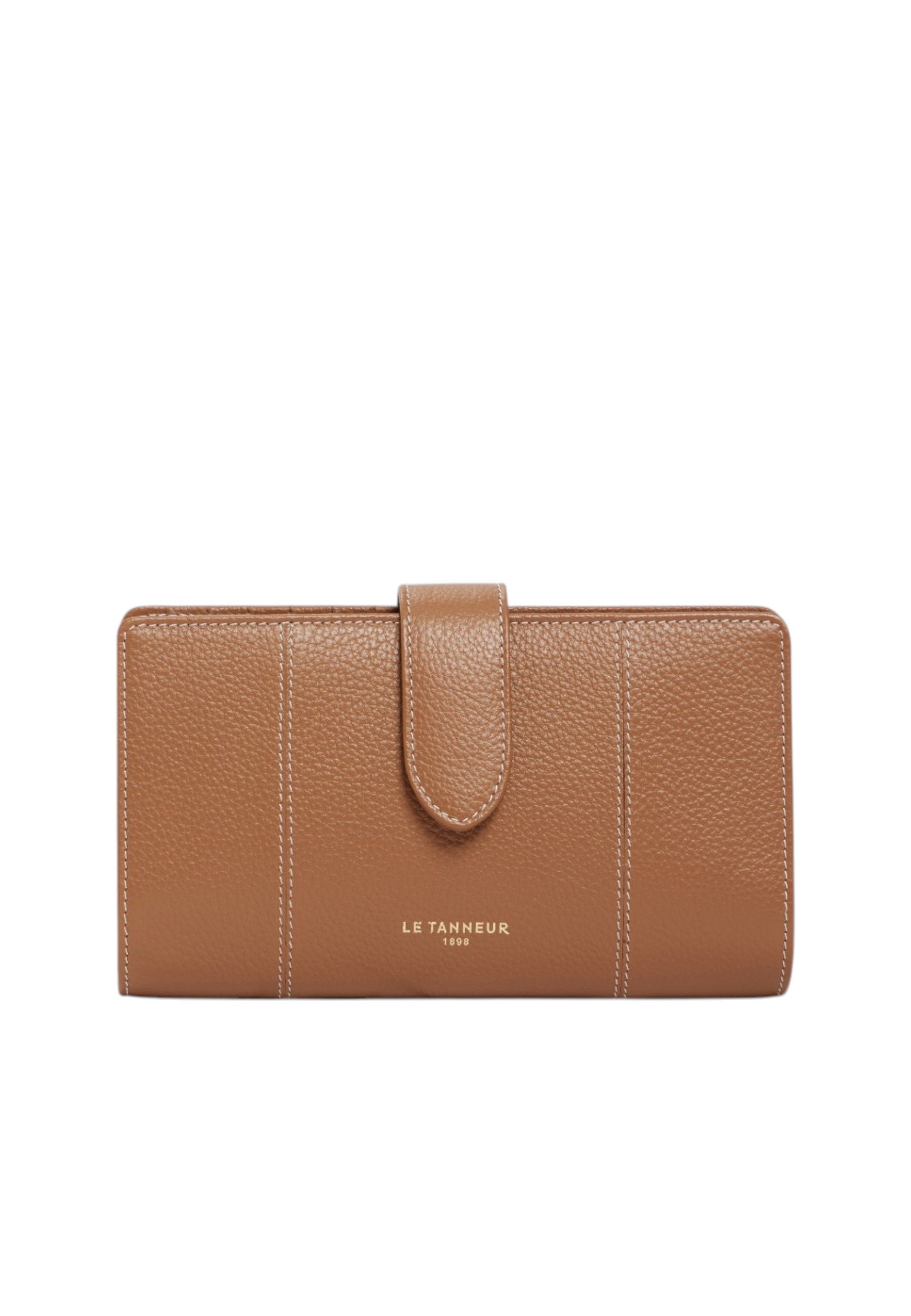 Grand portefeuille marguerite en cuir grainé LE TANNEUR Marron