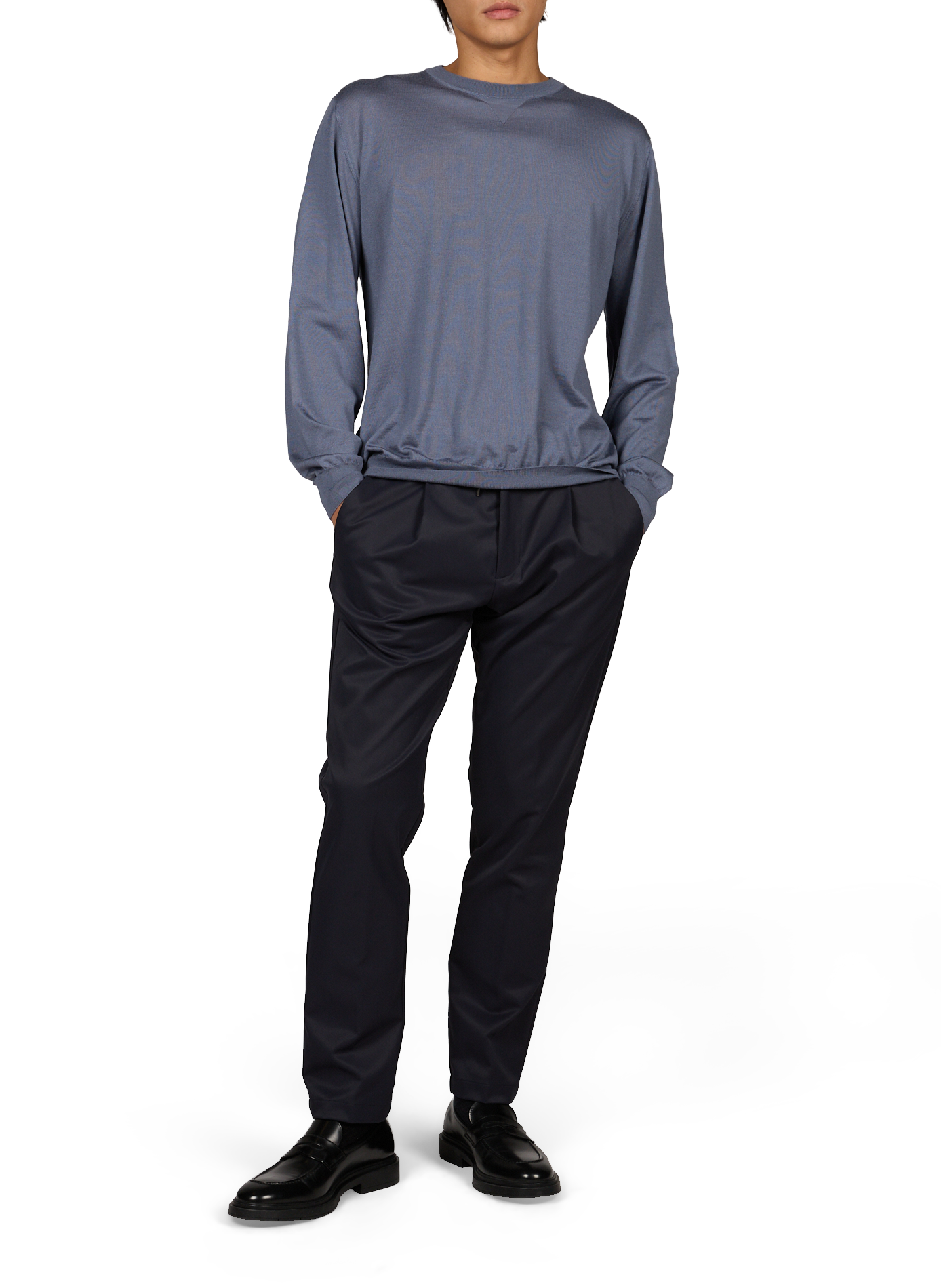 Wool and silk solid color sweater HERNO Blue