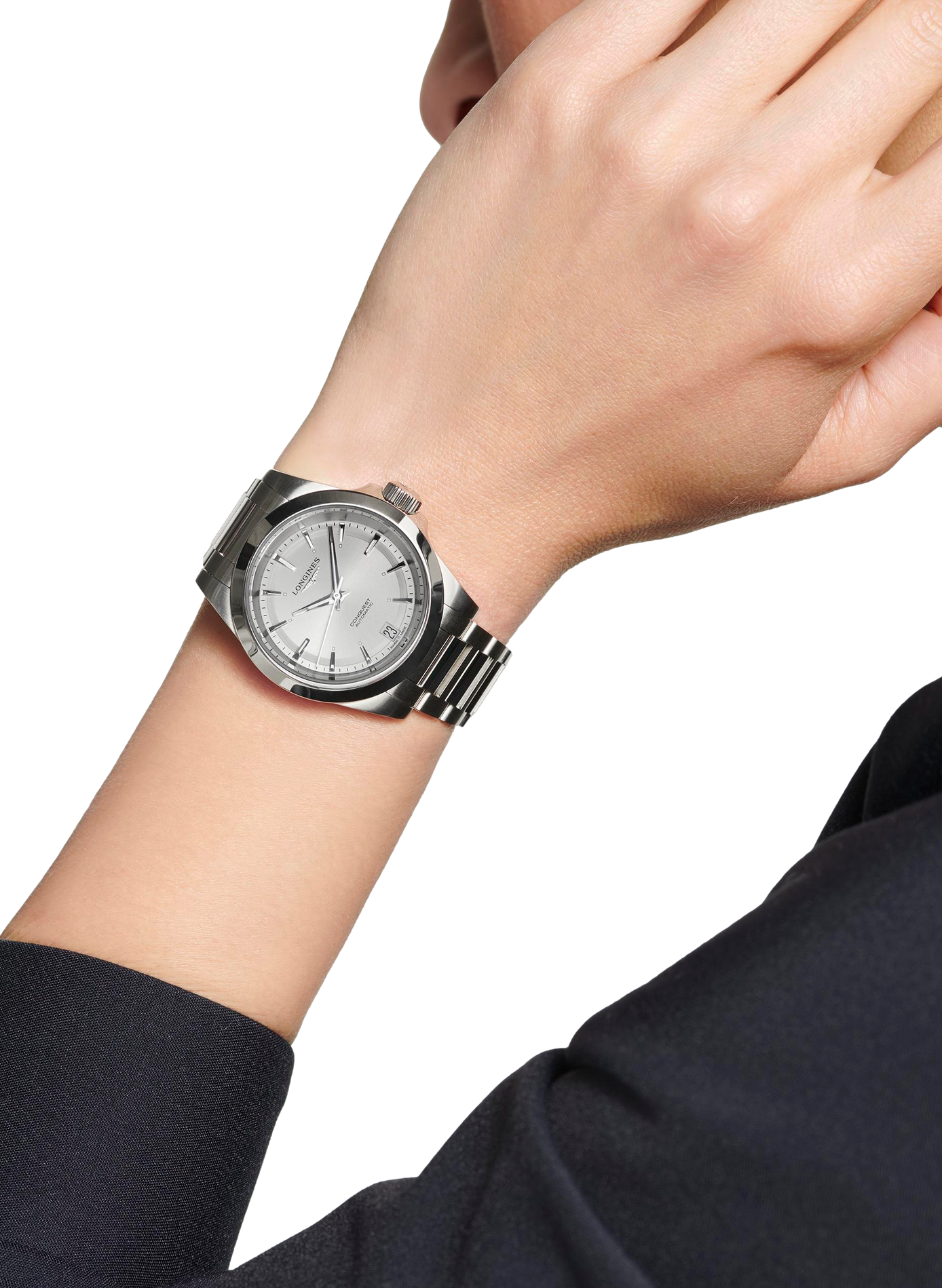 Montre automatique Conquest 2023 en acier inoxydable LONGINES Blanc