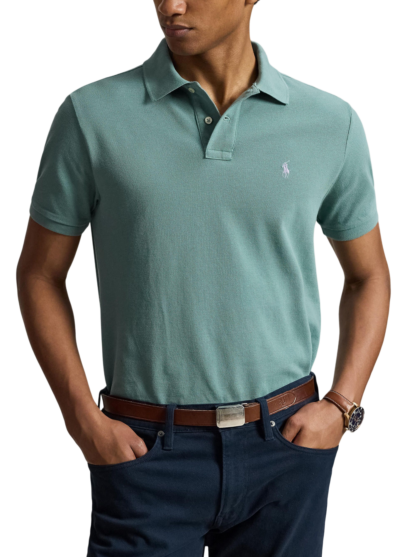 Polo droit en piqué de coton | Vert POLO RALPH LAUREN Homme