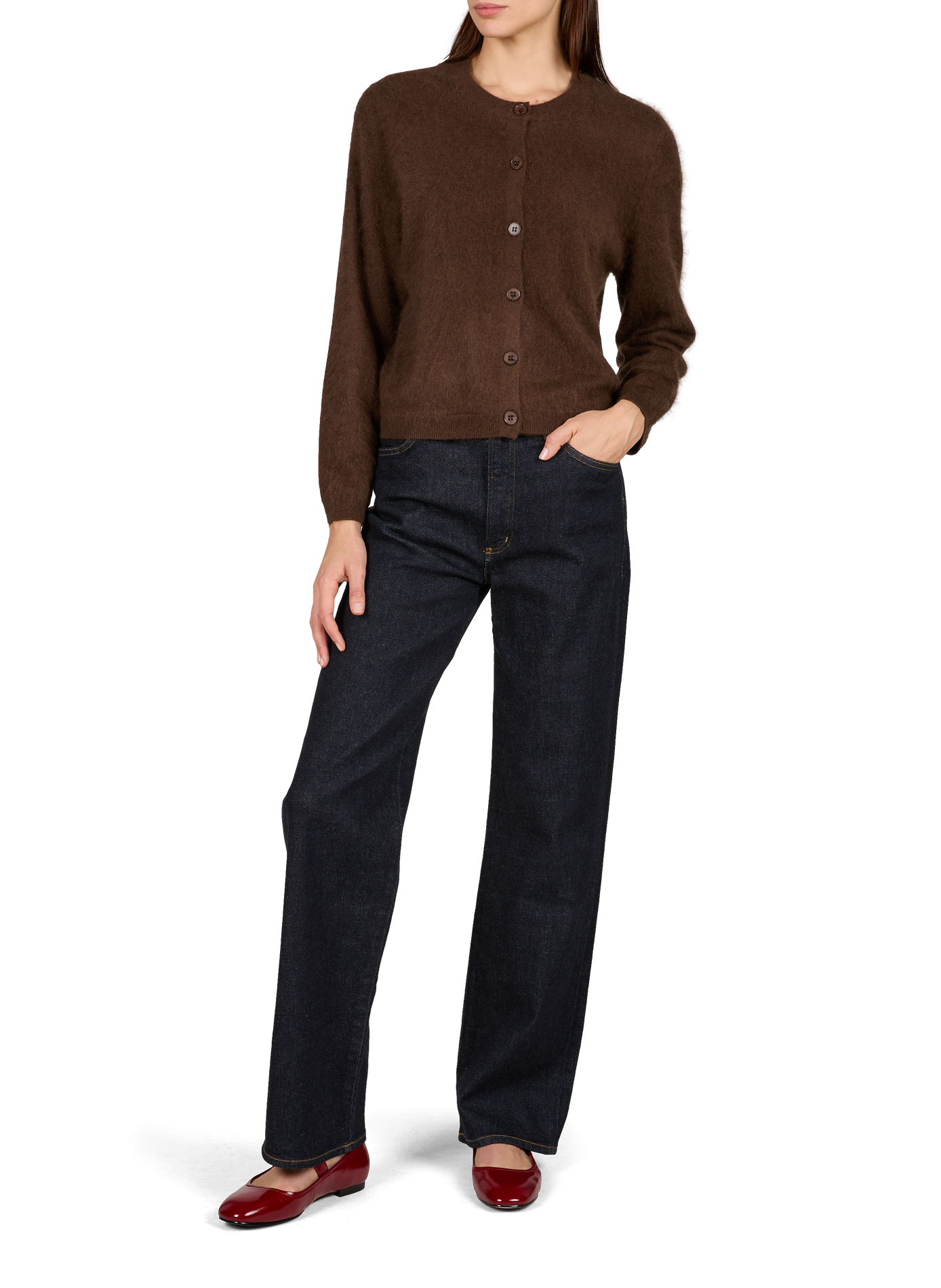 Relaxed-fit wool and cashmere cardigan SUNCOO Brown