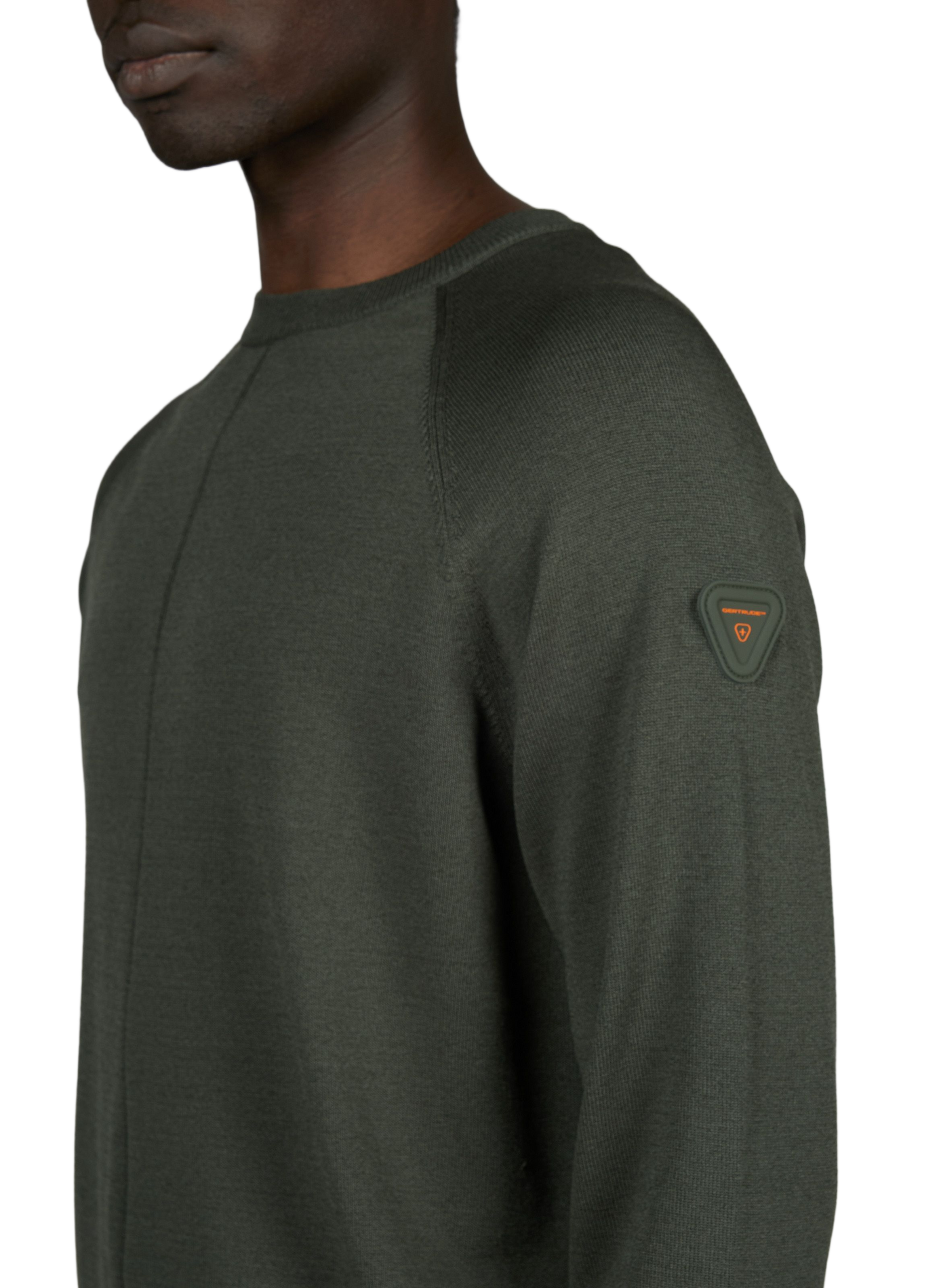 Pull Al droit col rond uni GERTRUDE Vert