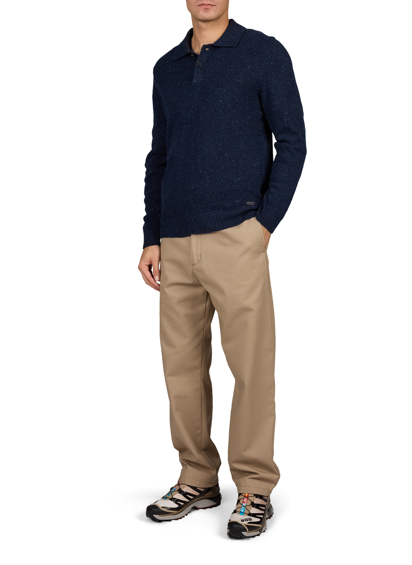 Speckled wool-blend polo-neck sweater GANT Blue