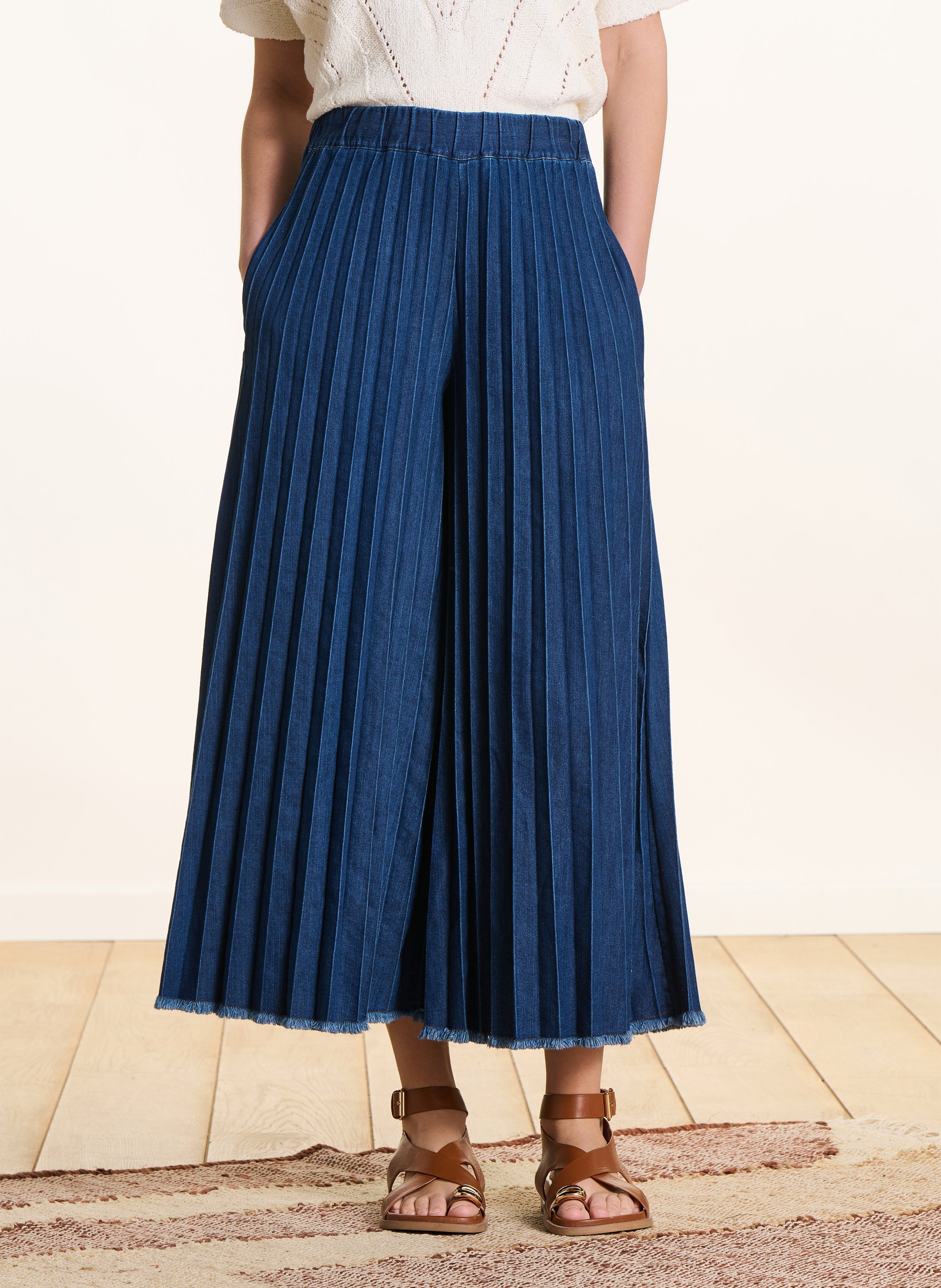 Wijde denim broek LA FEE MARABOUTEE Blauw