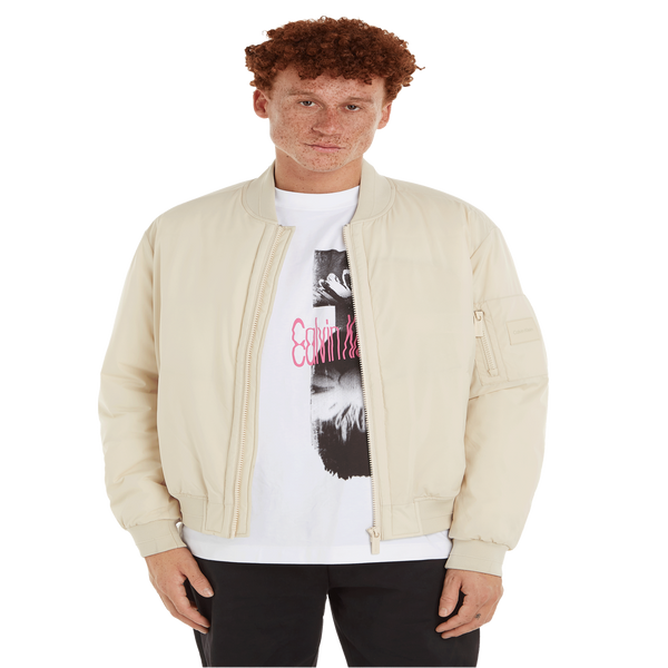 Calvin Klein Plain Bomber Jacket In Neutral