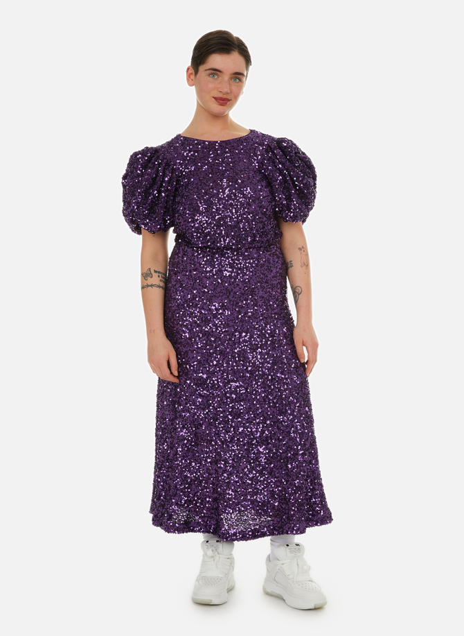 ROTATE fitted long sequin dress