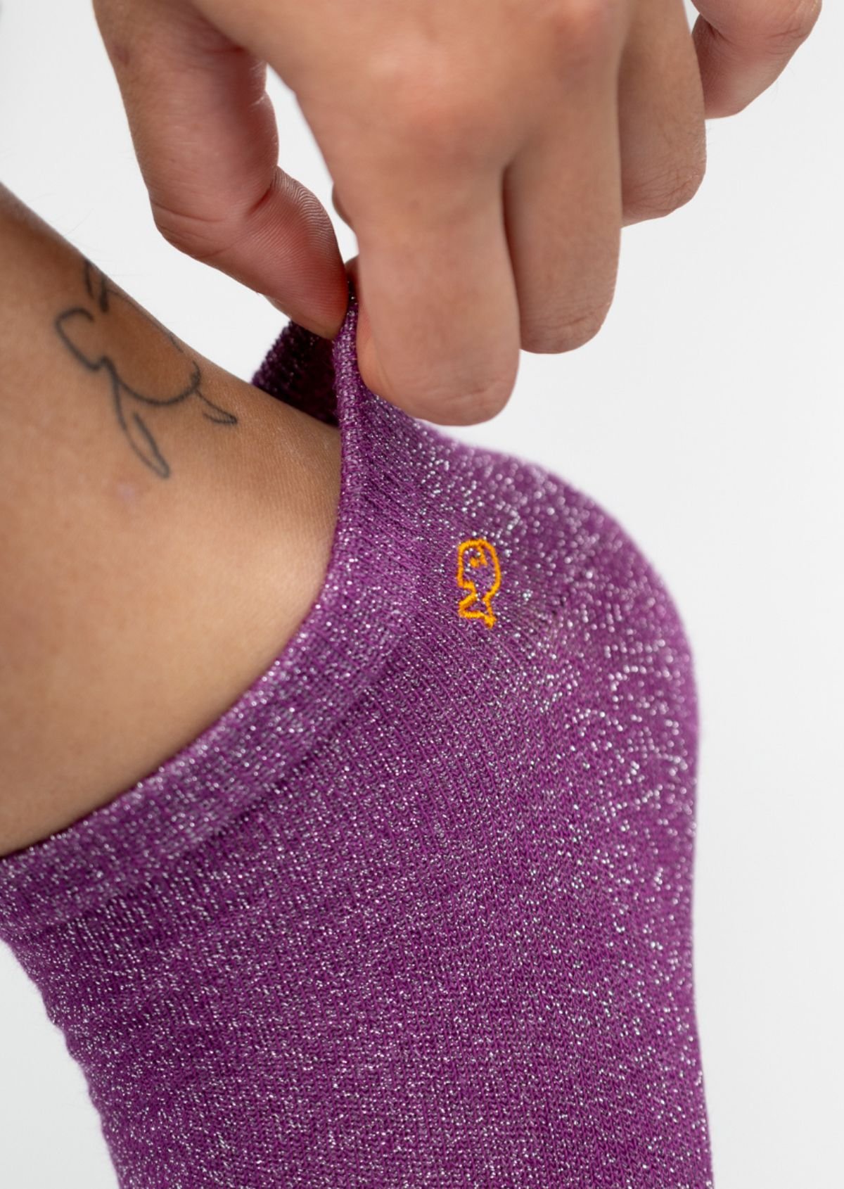 Socquettes pailletées en coton peigné unies BILLYBELT Violet