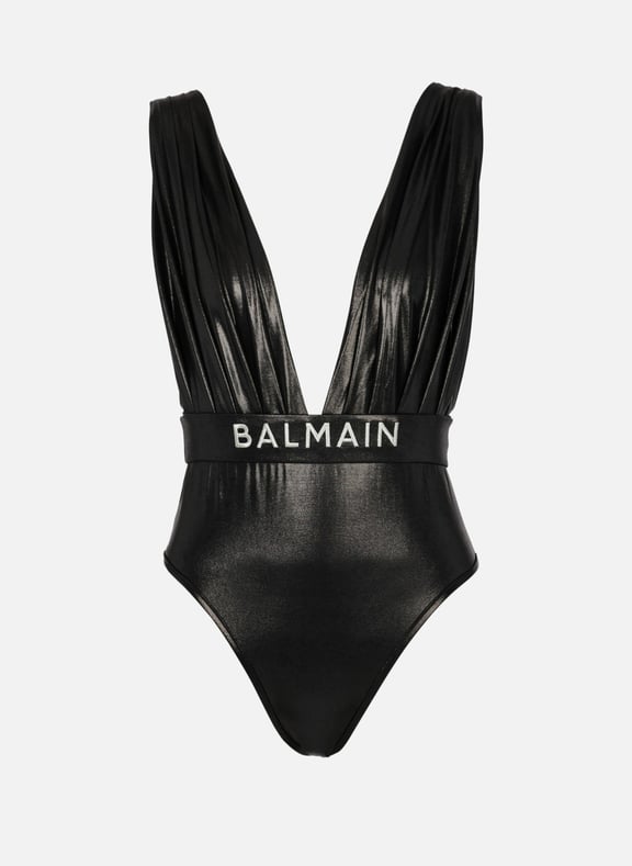 Maillot de bain unepièce drapé ceinturé Noir by BALMAIN BALMAIN Maillot de bain unepièce drapé ceinturé Noir